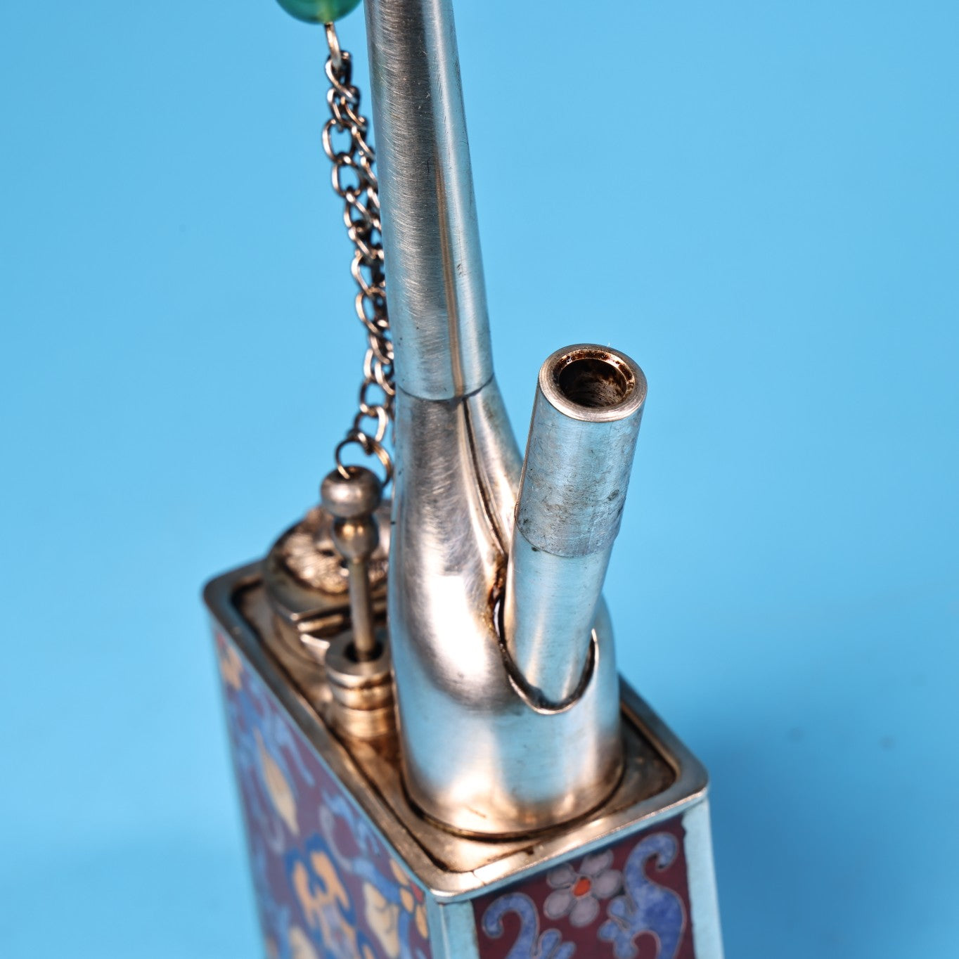 A0624 Vintage Chinese Copper Cloisonne Tobacco Pipe