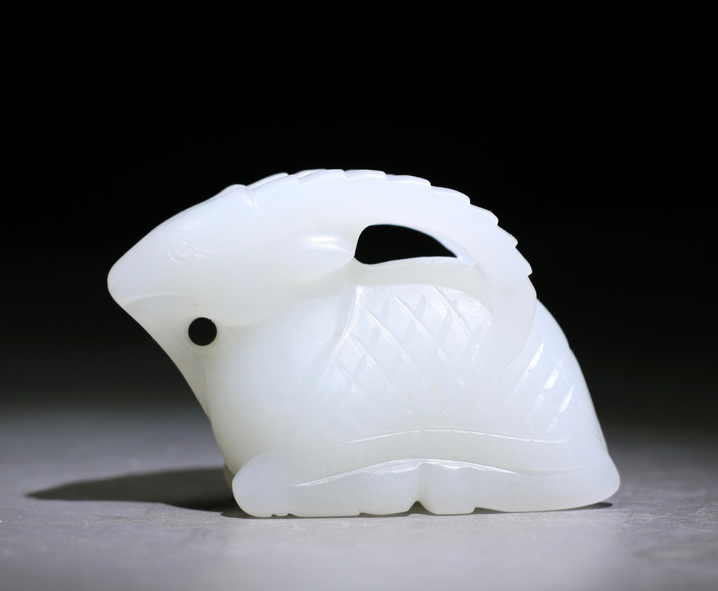 A0625 Superb Chinese White Hetian Jade Carved Fortune Sheep Statue/Pendant