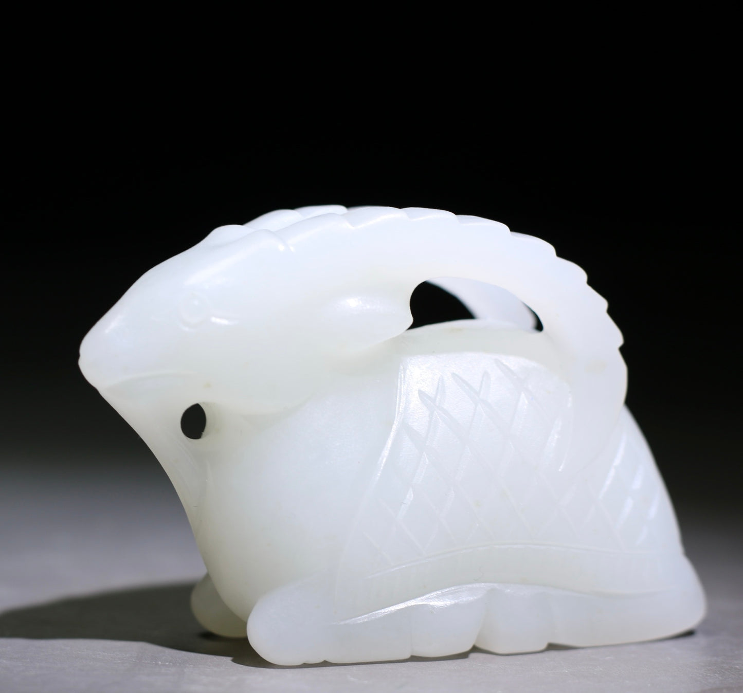 A0625 Superb Chinese White Hetian Jade Carved Fortune Sheep Statue/Pendant