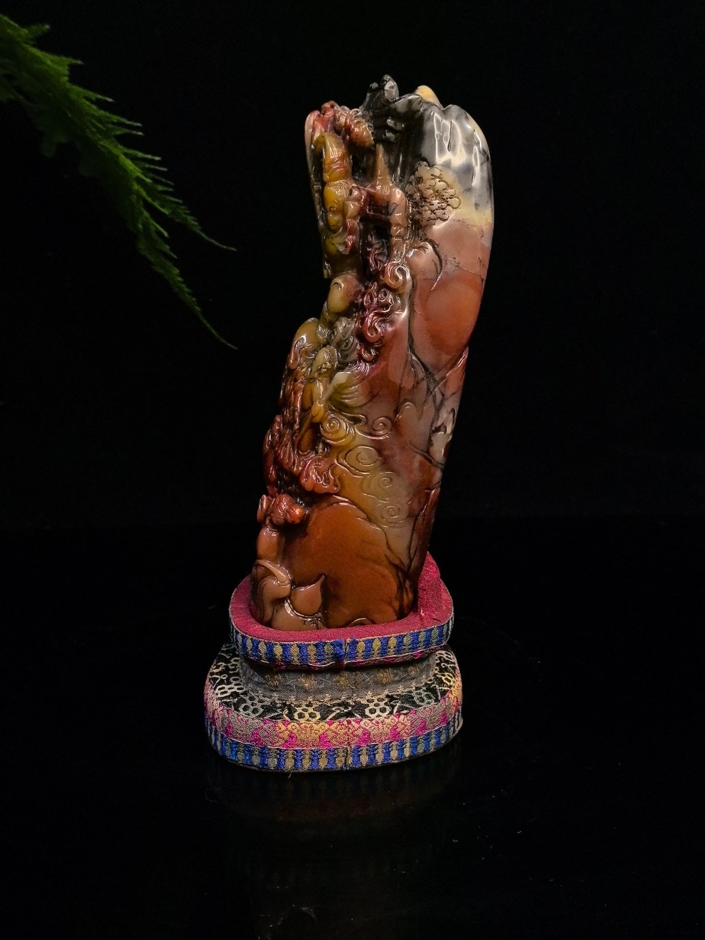 A0629 Vintage Chinese Shoushan Stone Carved Mythical Figure Statue - Sun Wu Kong
