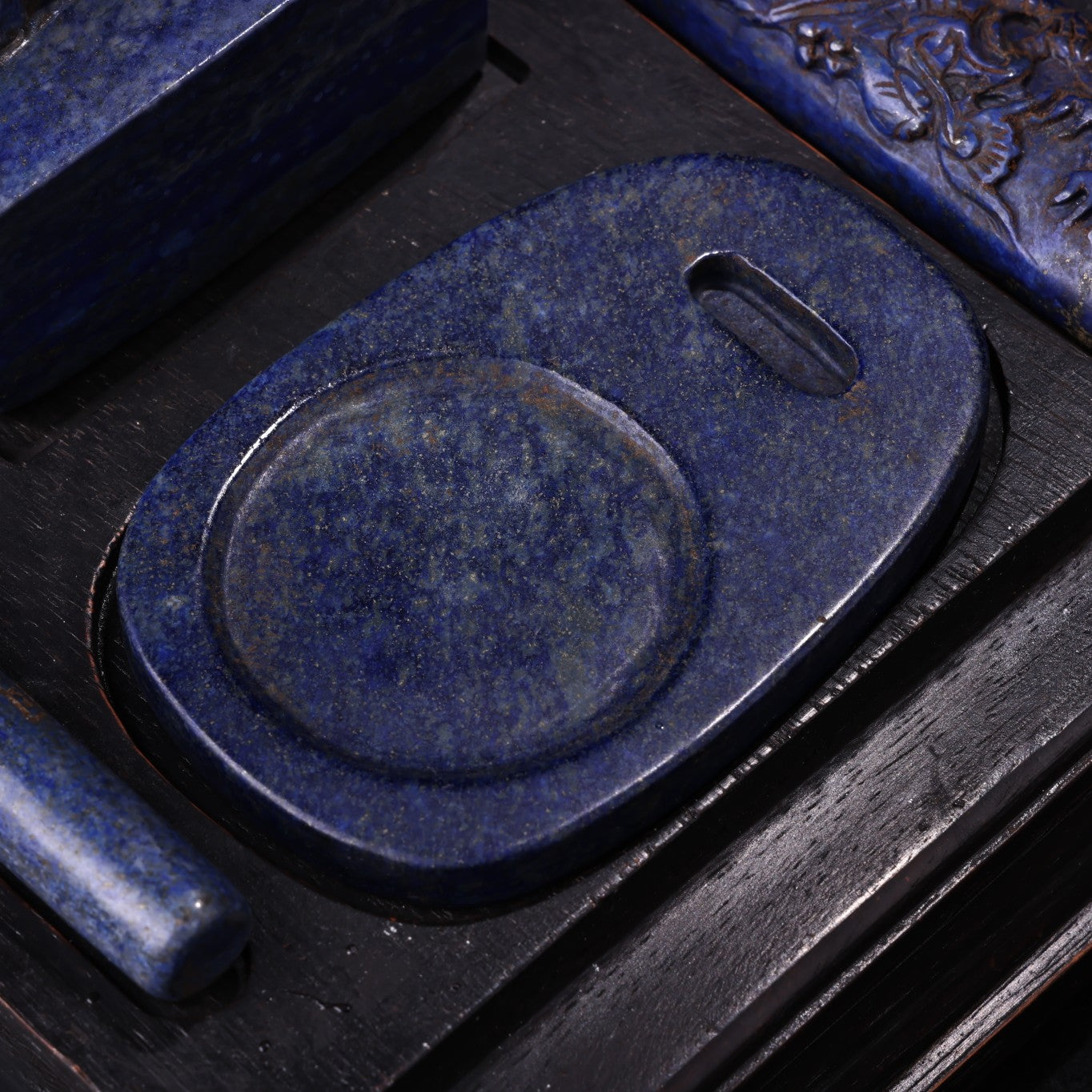 A0631 A Set Vintage Lapis Lazuli Carved Writing Instrumen