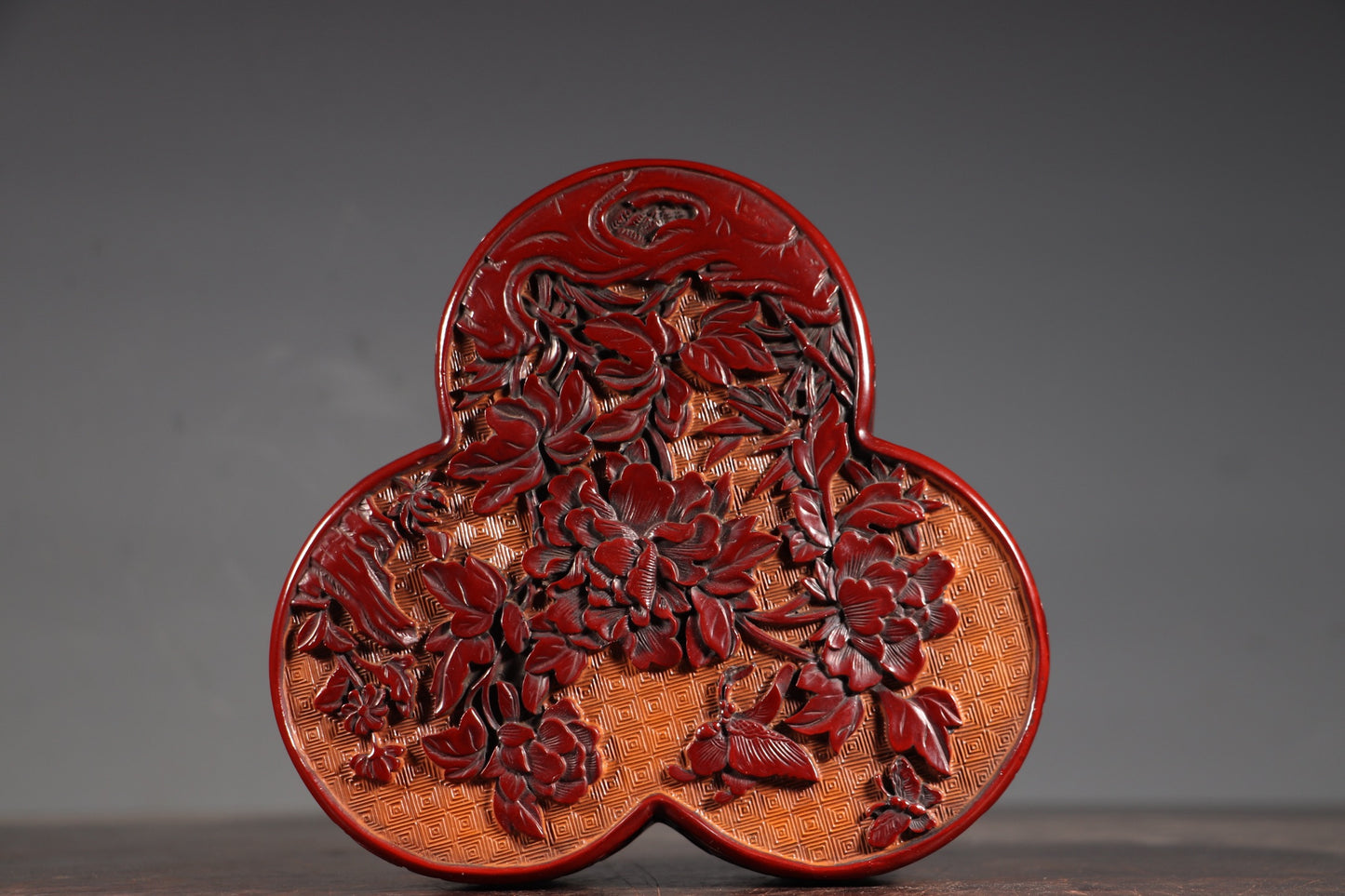 A0634 Chinese Red Lacquerware Low Relief Flowers Design Jewellery Box