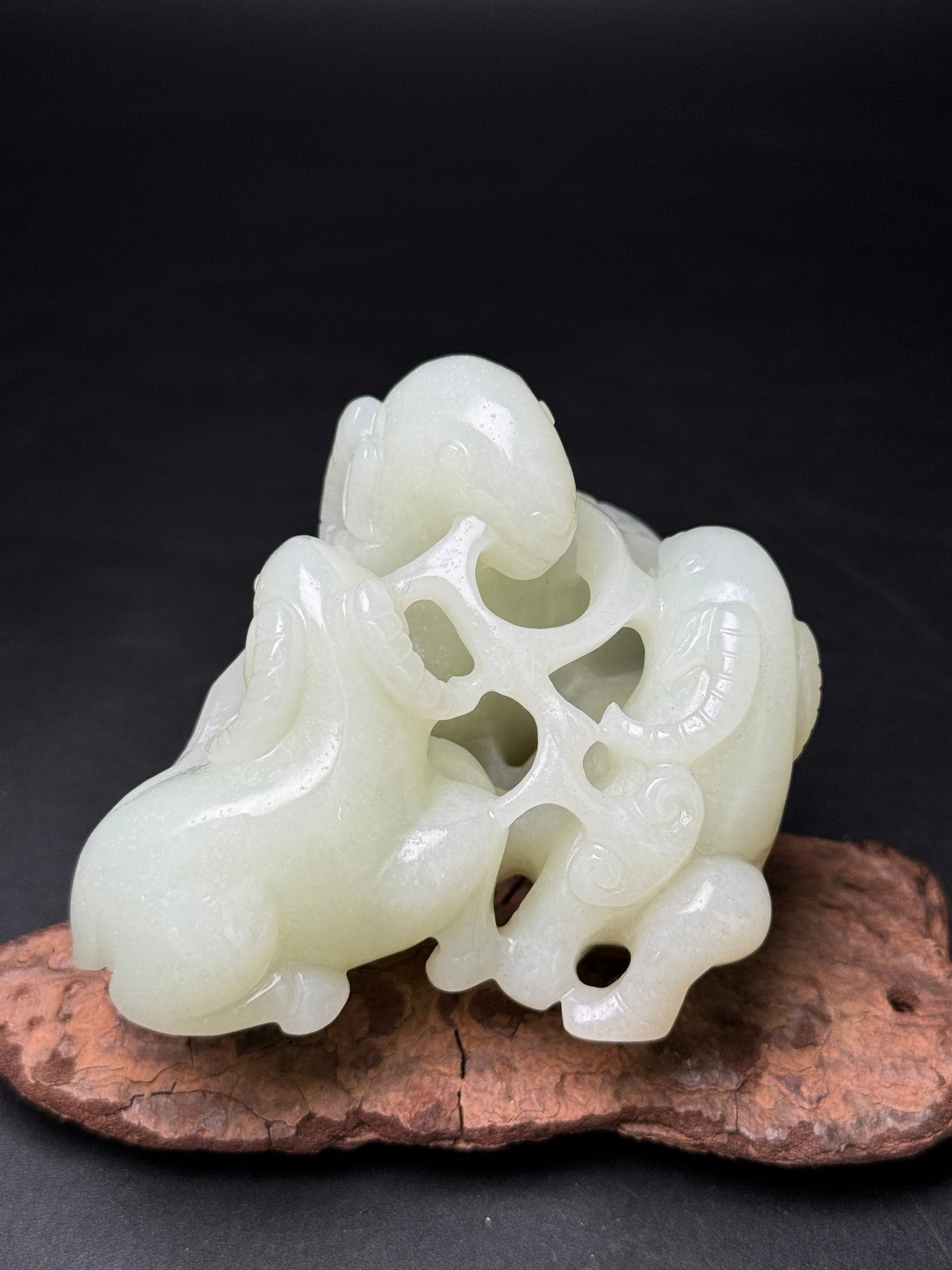 A0635 Superb Chinese Hetian Jade Carved Three Sheep Statue