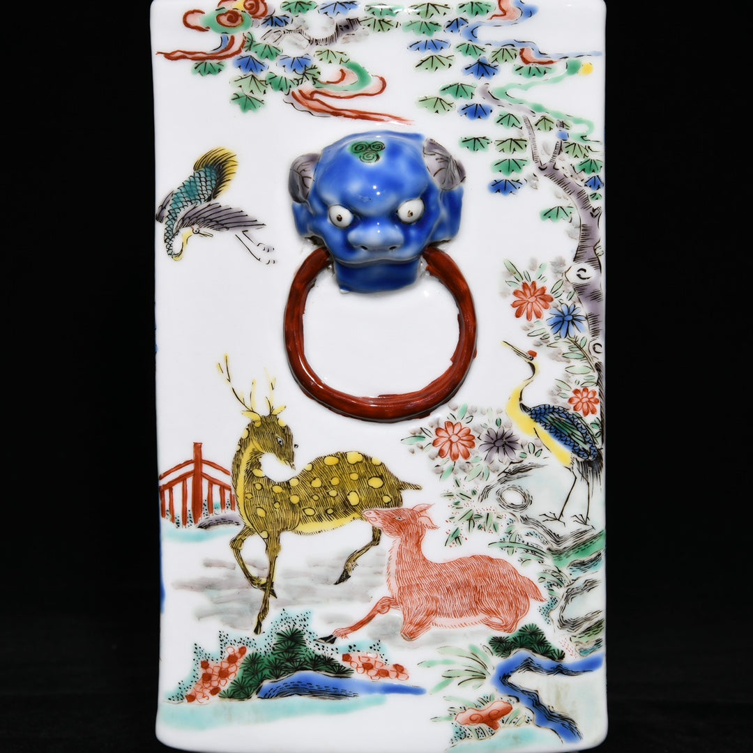 A0641 Chinese Wucai Carp Leaping Over The Dragon Gate Design Porcelain Vase