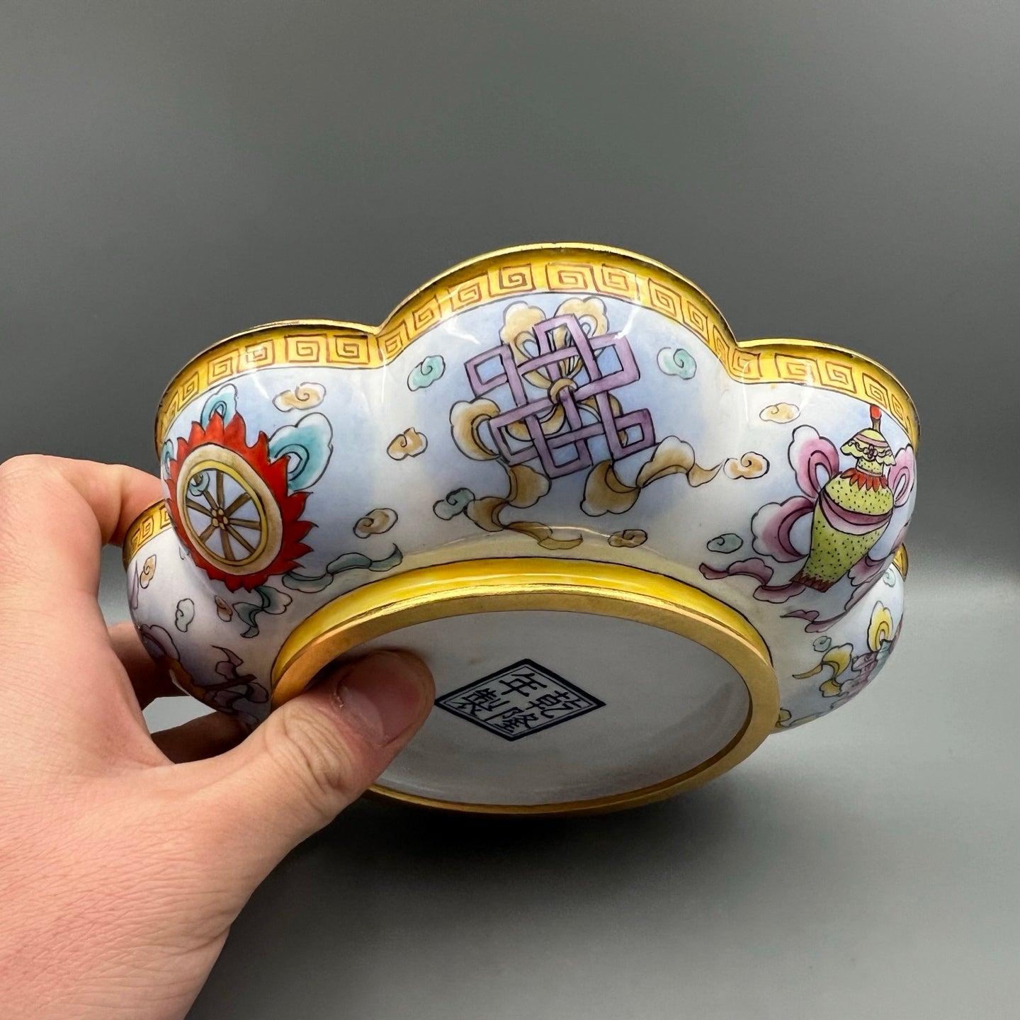 A0642 Vintage Chinese Copper Cloisonne Eight Taoism Deity Design Box