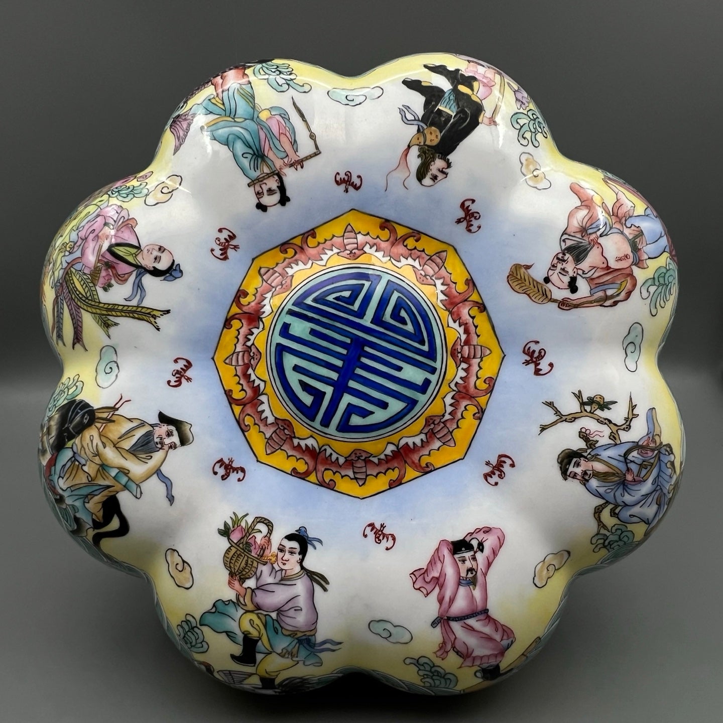 A0642 Vintage Chinese Copper Cloisonne Eight Taoism Deity Design Box