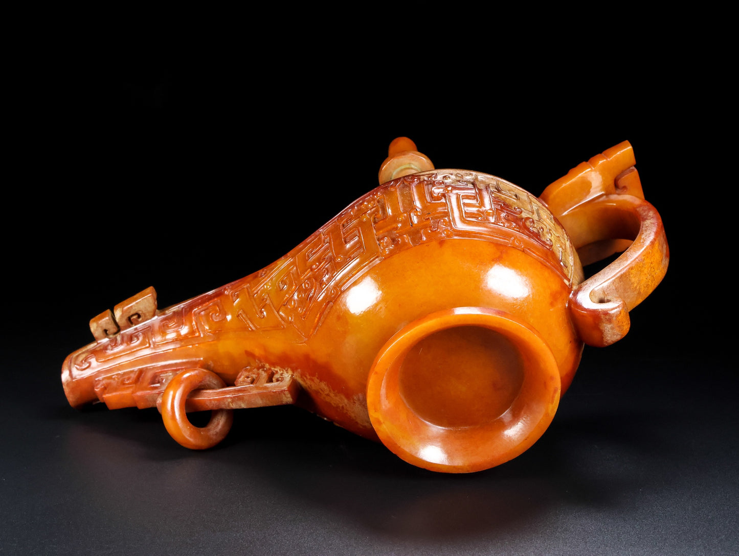 A0643 Superb Vintage Chinese Hetian Jade Carved Wine Cup