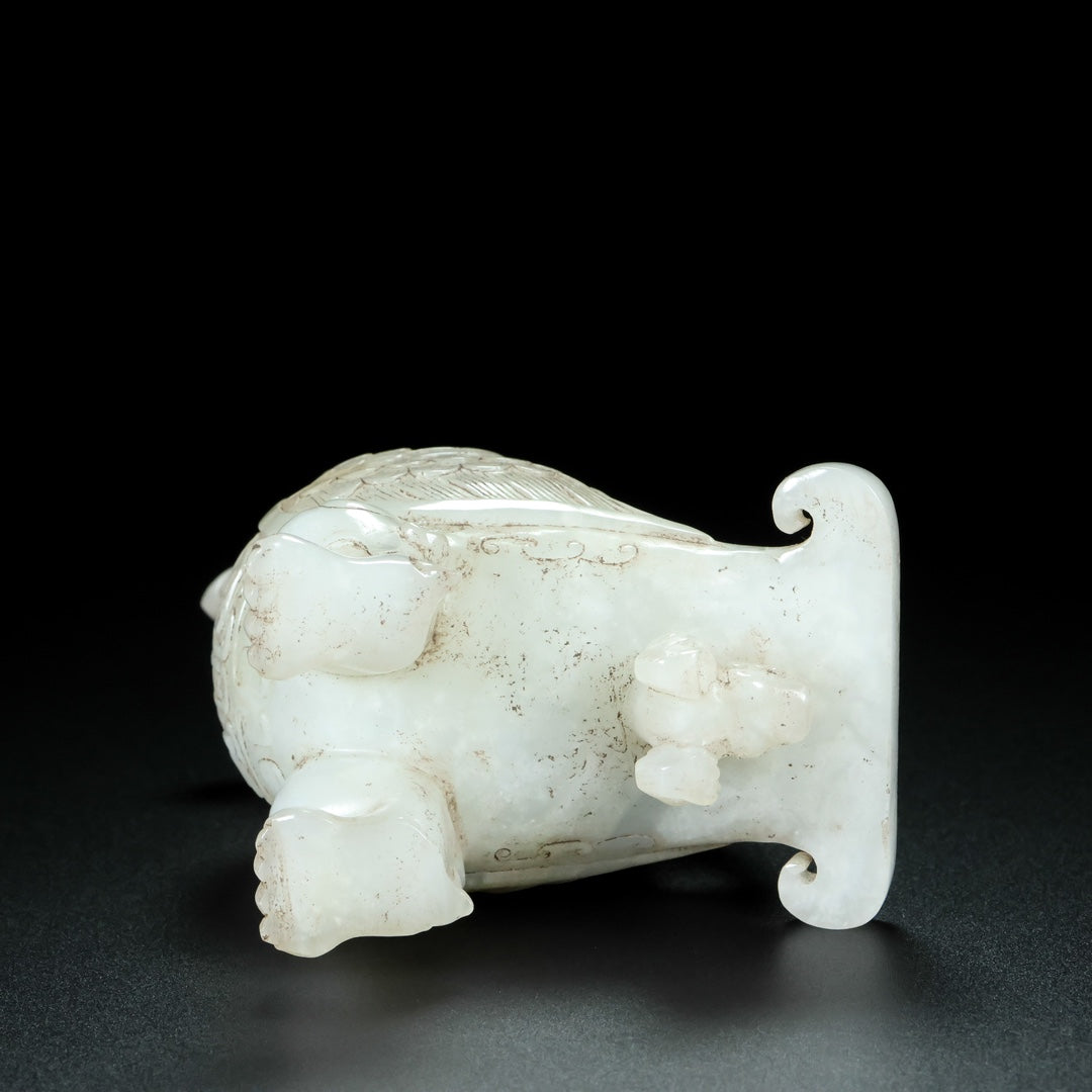 A0647 A Pair Superb Old Chinese Hetian Jade Carved Bird Statue