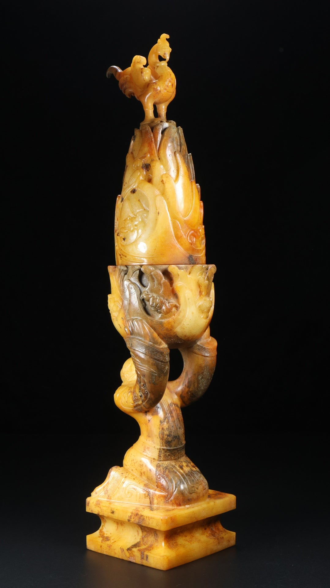 A0652 Vintage Chinese Hetian Jade Carved Figure Incense Burner