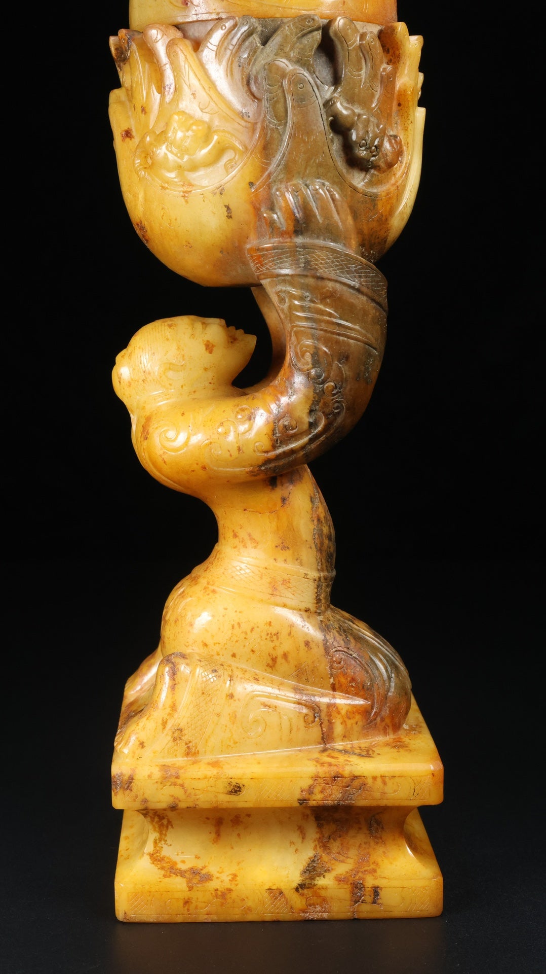 A0652 Vintage Chinese Hetian Jade Carved Figure Incense Burner