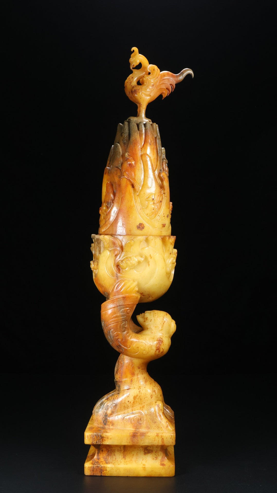 A0652 Vintage Chinese Hetian Jade Carved Figure Incense Burner
