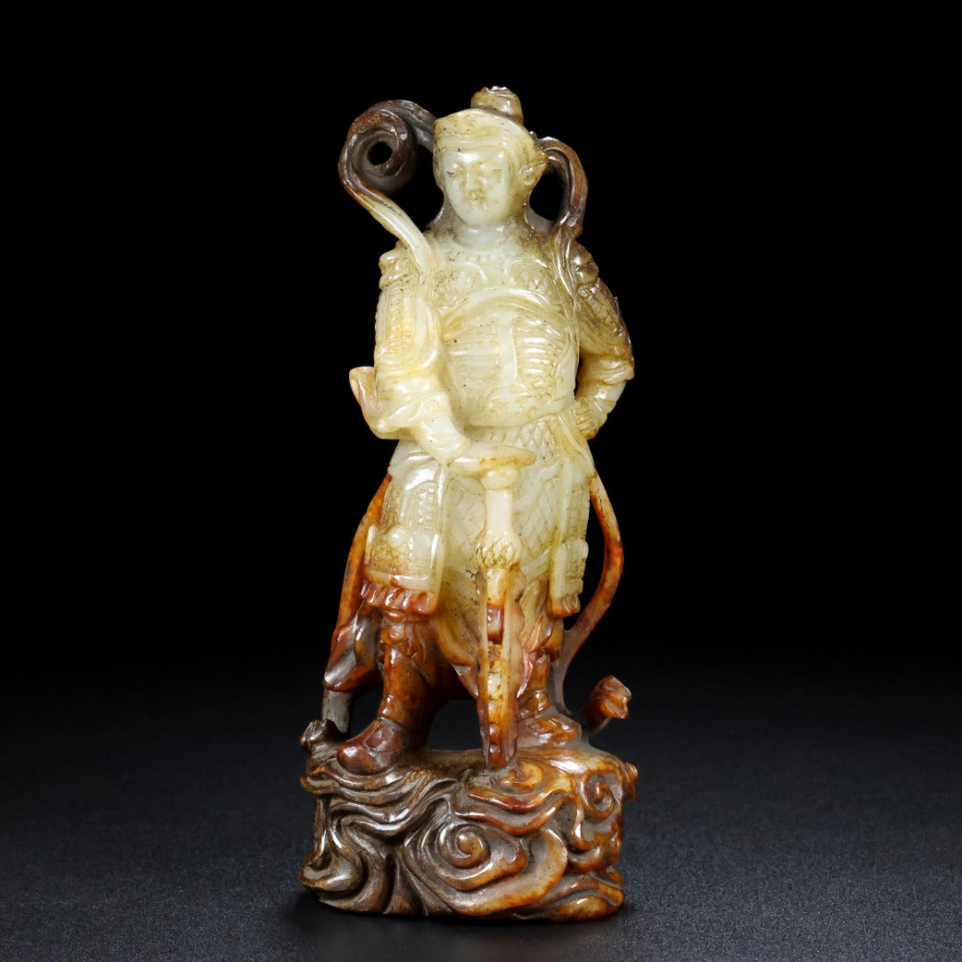 A0657 Vintage Chinese Hetian Jade Carved Figure Statue