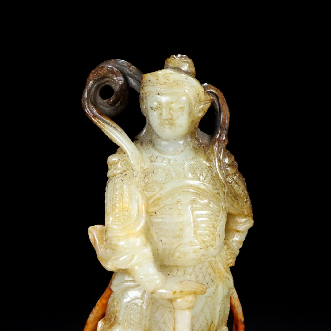 A0657 Vintage Chinese Hetian Jade Carved Figure Statue