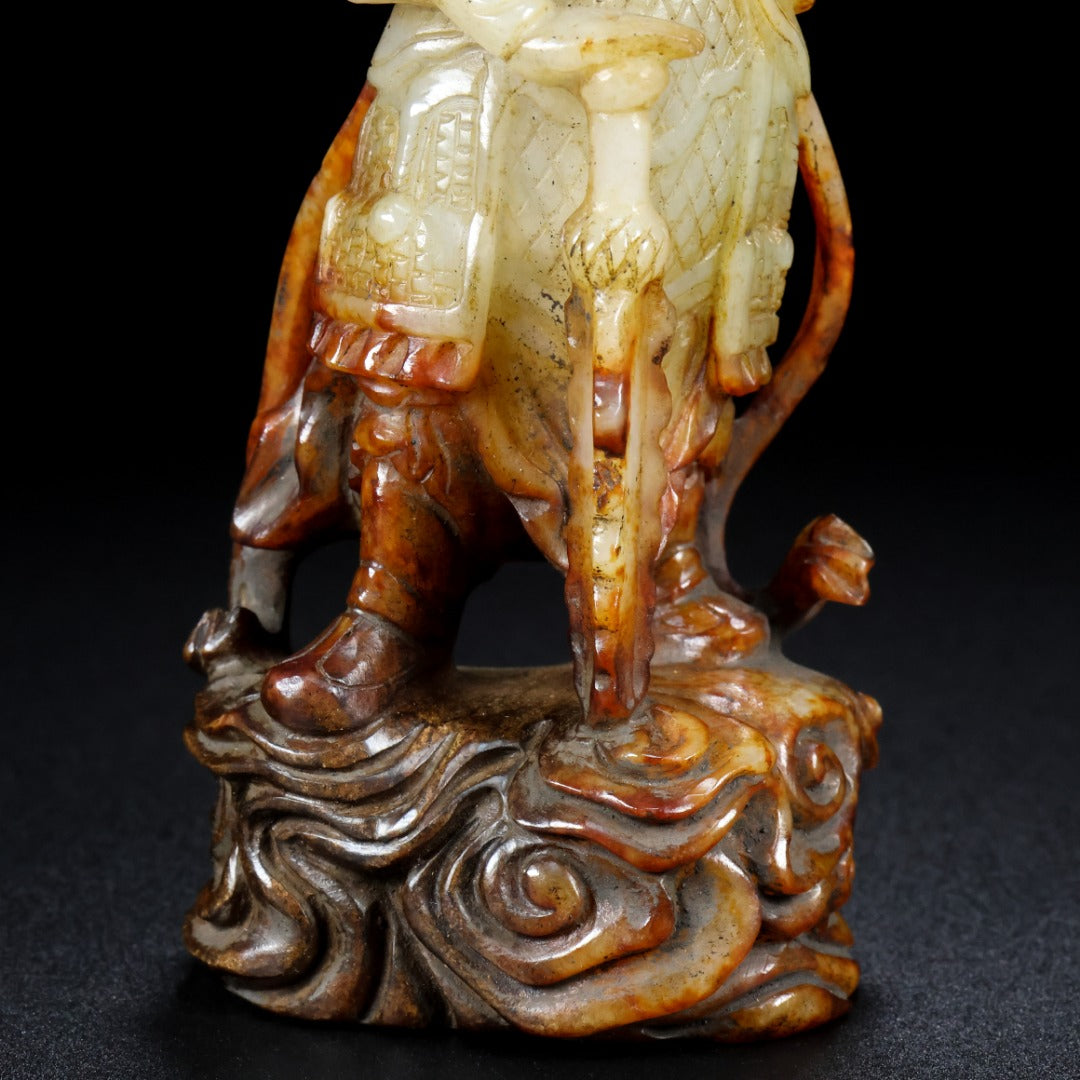 A0657 Vintage Chinese Hetian Jade Carved Figure Statue