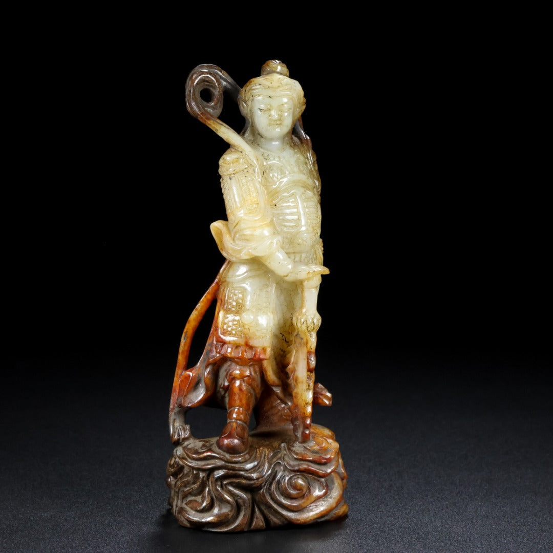 A0657 Vintage Chinese Hetian Jade Carved Figure Statue