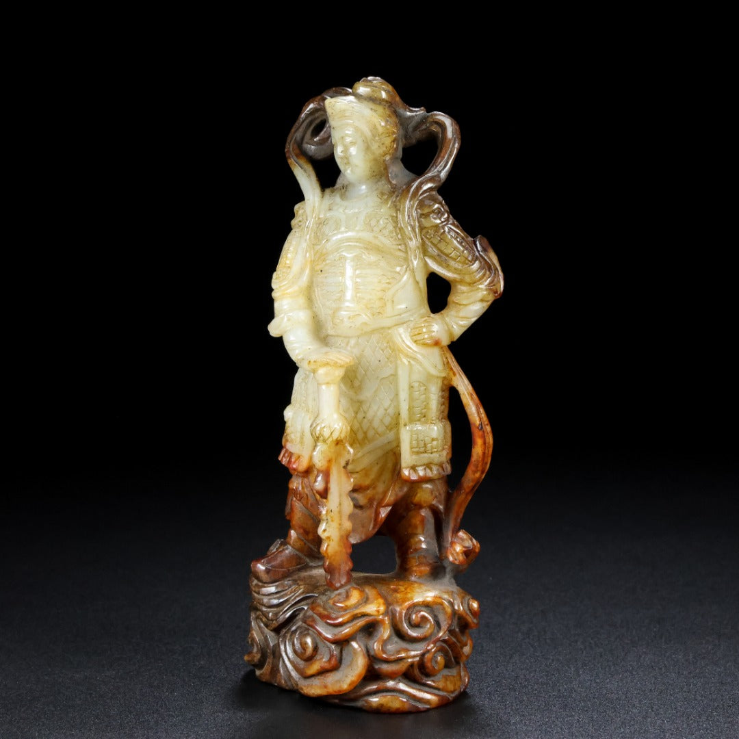 A0657 Vintage Chinese Hetian Jade Carved Figure Statue