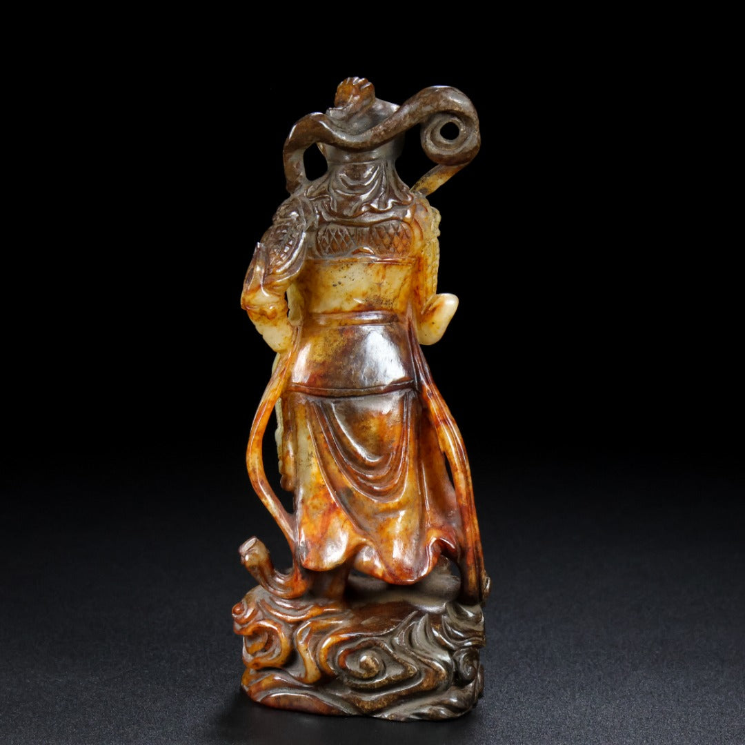 A0657 Vintage Chinese Hetian Jade Carved Figure Statue