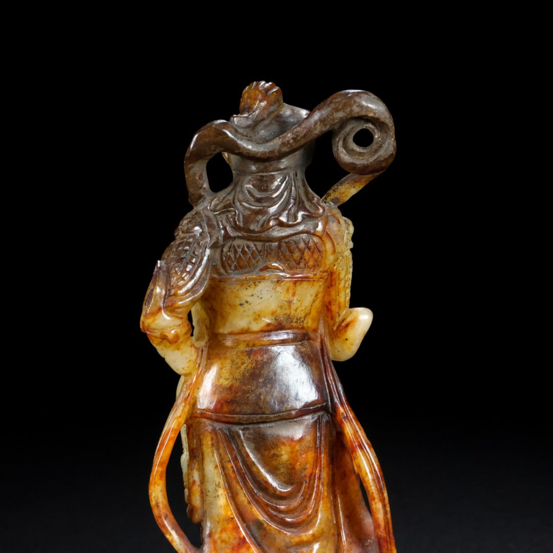 A0657 Vintage Chinese Hetian Jade Carved Figure Statue