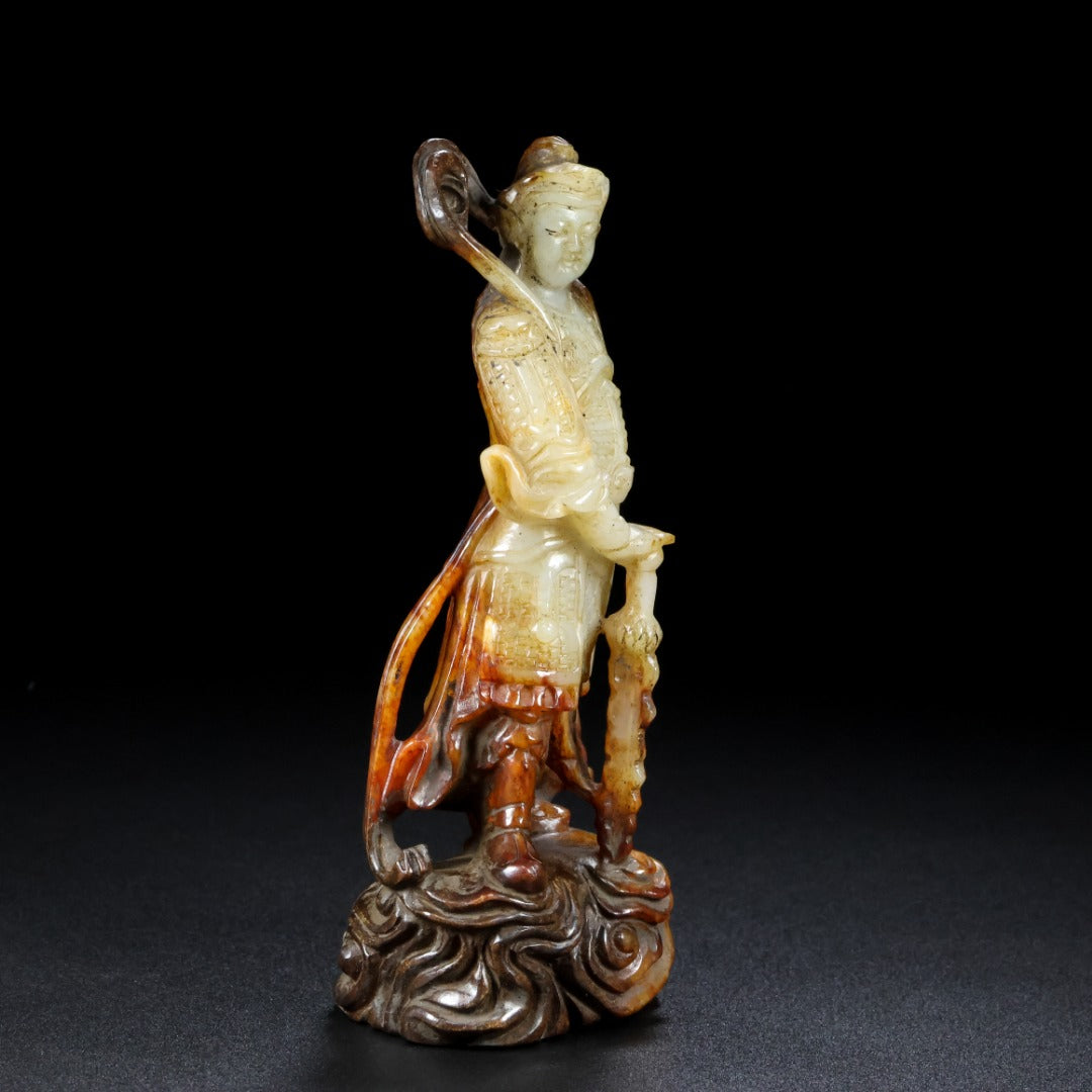 A0657 Vintage Chinese Hetian Jade Carved Figure Statue