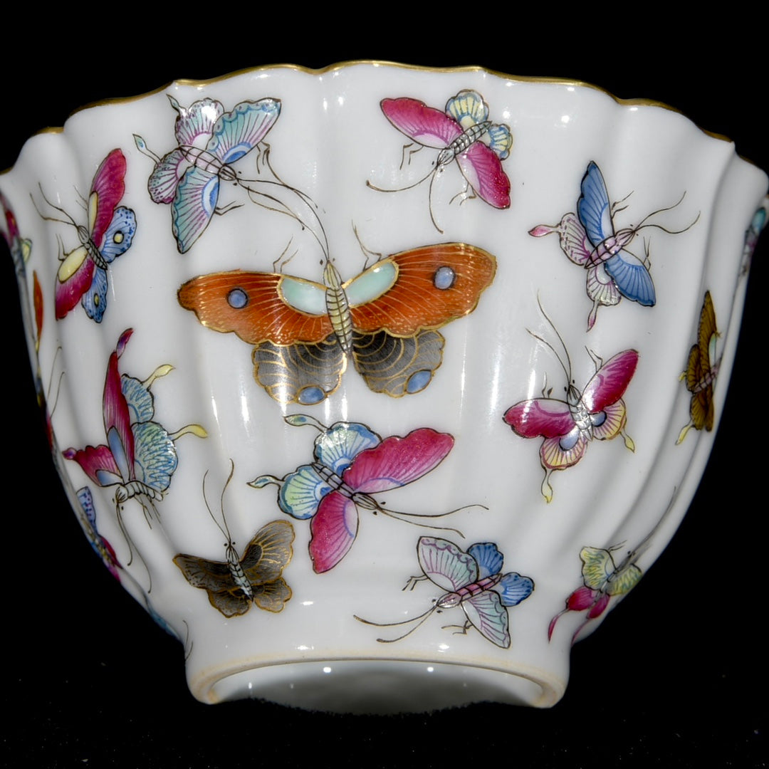 A0658 A Pair Chinese Gilt Edge Famille Rose Butterfly Design Porcelain Cup