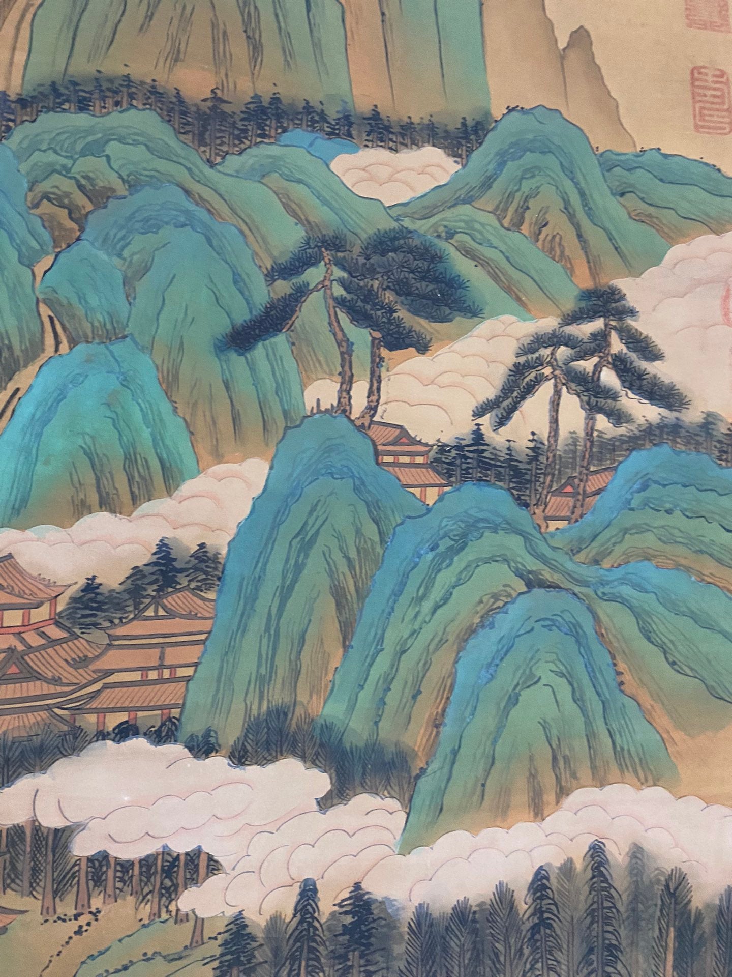 A0659 Chinese Watercolour On Silk Mountain River Scene Design Painting - Dong Qi Chang(1555—1636)