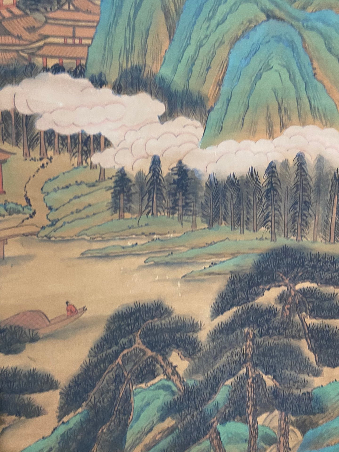 A0659 Chinese Watercolour On Silk Mountain River Scene Design Painting - Dong Qi Chang(1555—1636)