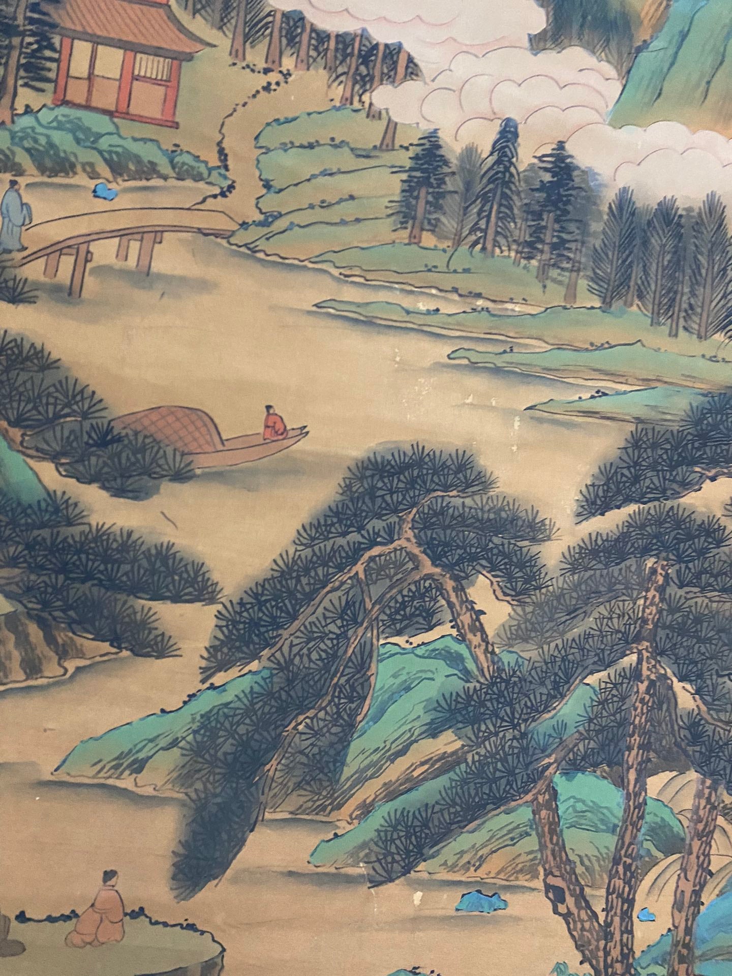A0659 Chinese Watercolour On Silk Mountain River Scene Design Painting - Dong Qi Chang(1555—1636)