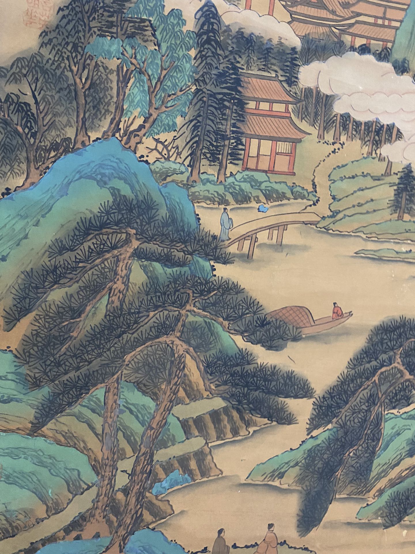 A0659 Chinese Watercolour On Silk Mountain River Scene Design Painting - Dong Qi Chang(1555—1636)