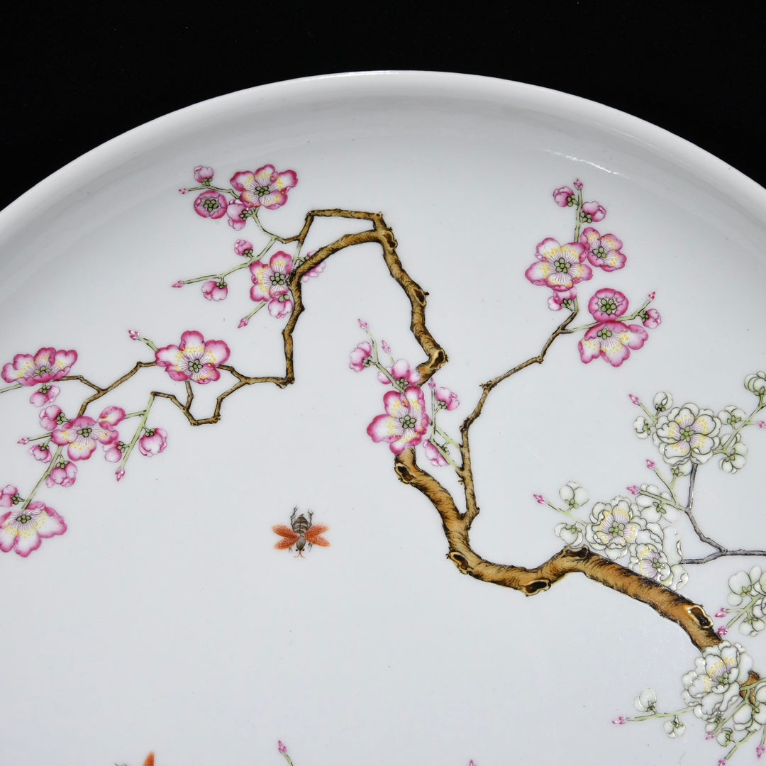 A0670 Chinese Famille Rose Flowers Design Porcelain Plate