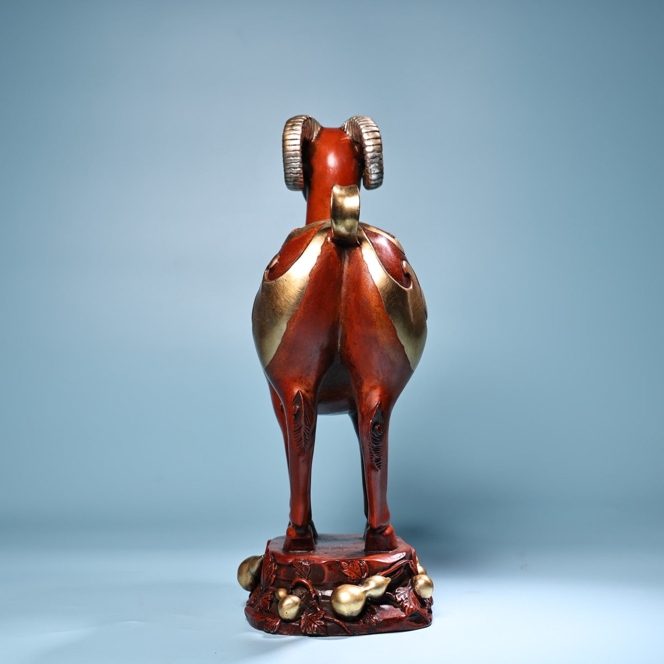 A0675 Vintage Chinese Gilt Gold Copper Fortune Sheep Statue