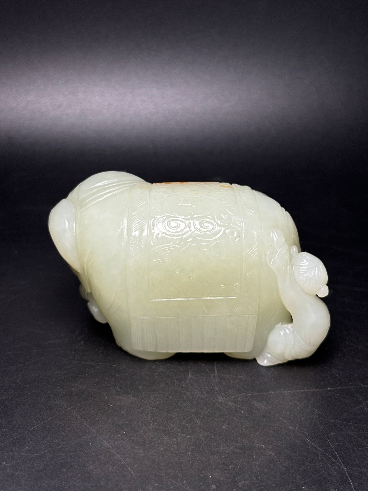 A0685 Superb Chinese Hetian Jade Carved Elephant & Kid Statue