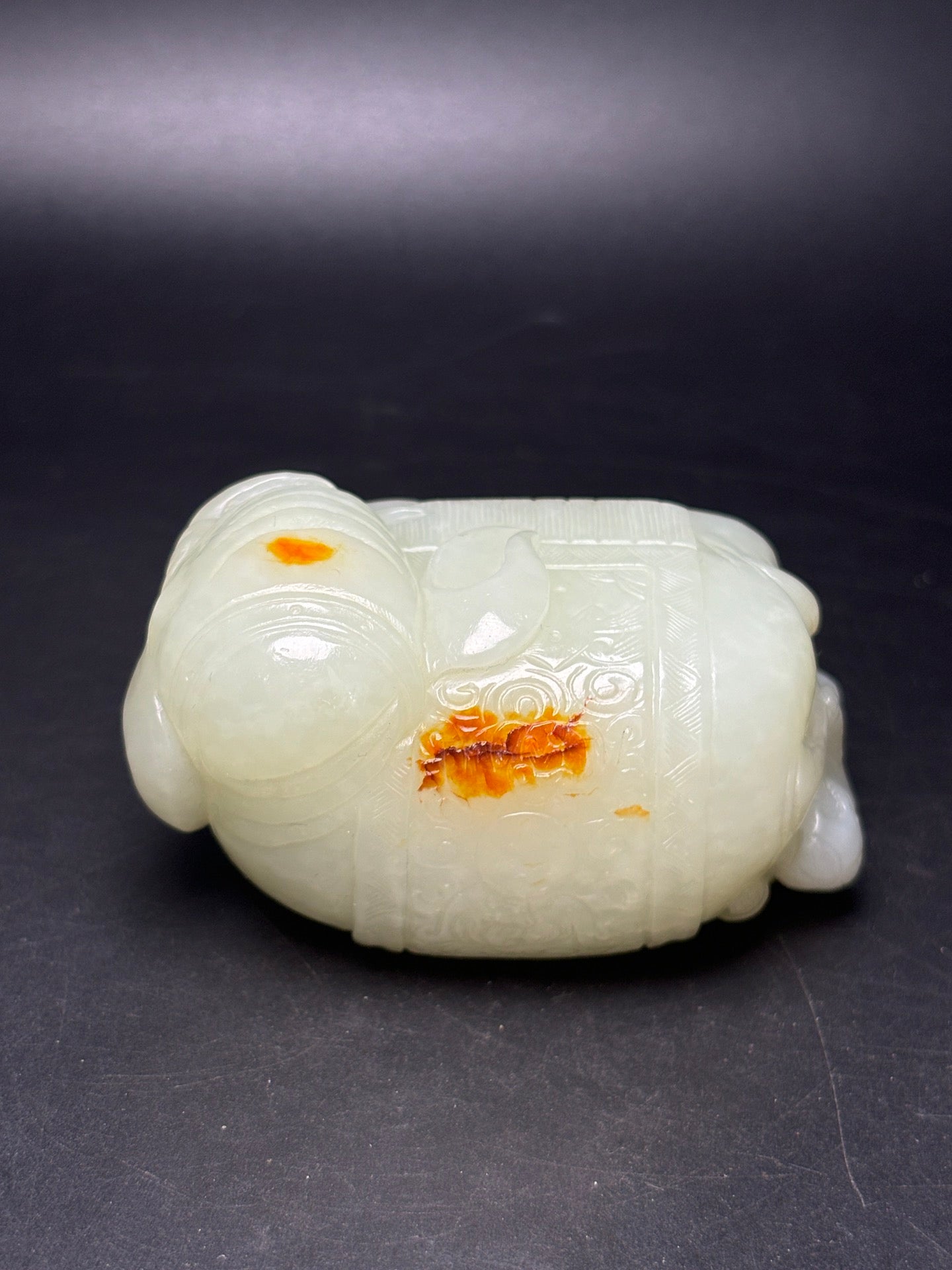 A0685 Superb Chinese Hetian Jade Carved Elephant & Kid Statue