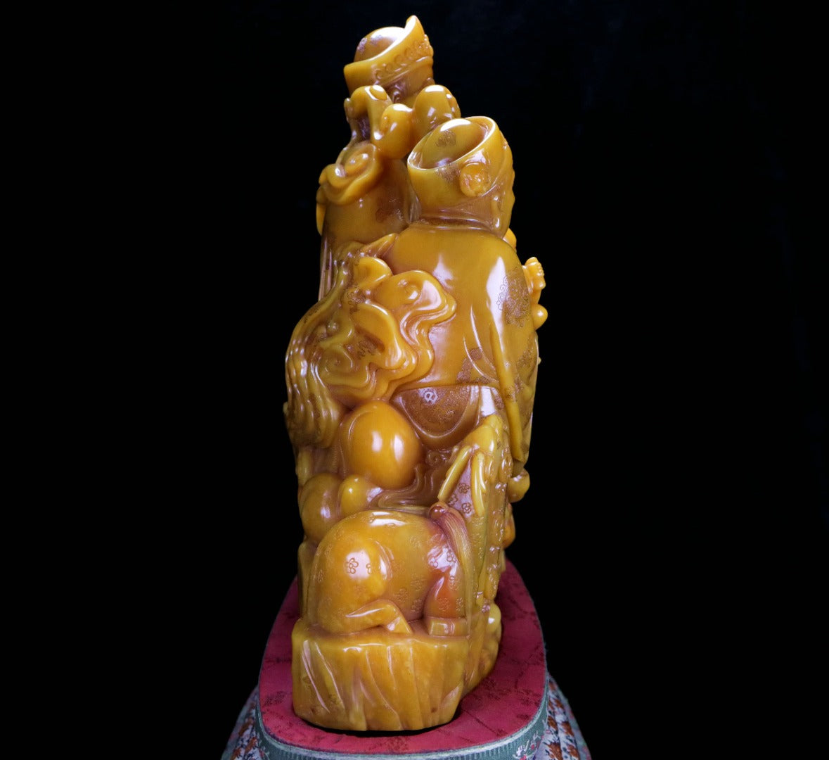 A0686 Vintage Chinese Shoushan Tianhuang Stone Carved Taoism Deity Fukurokuju Statue