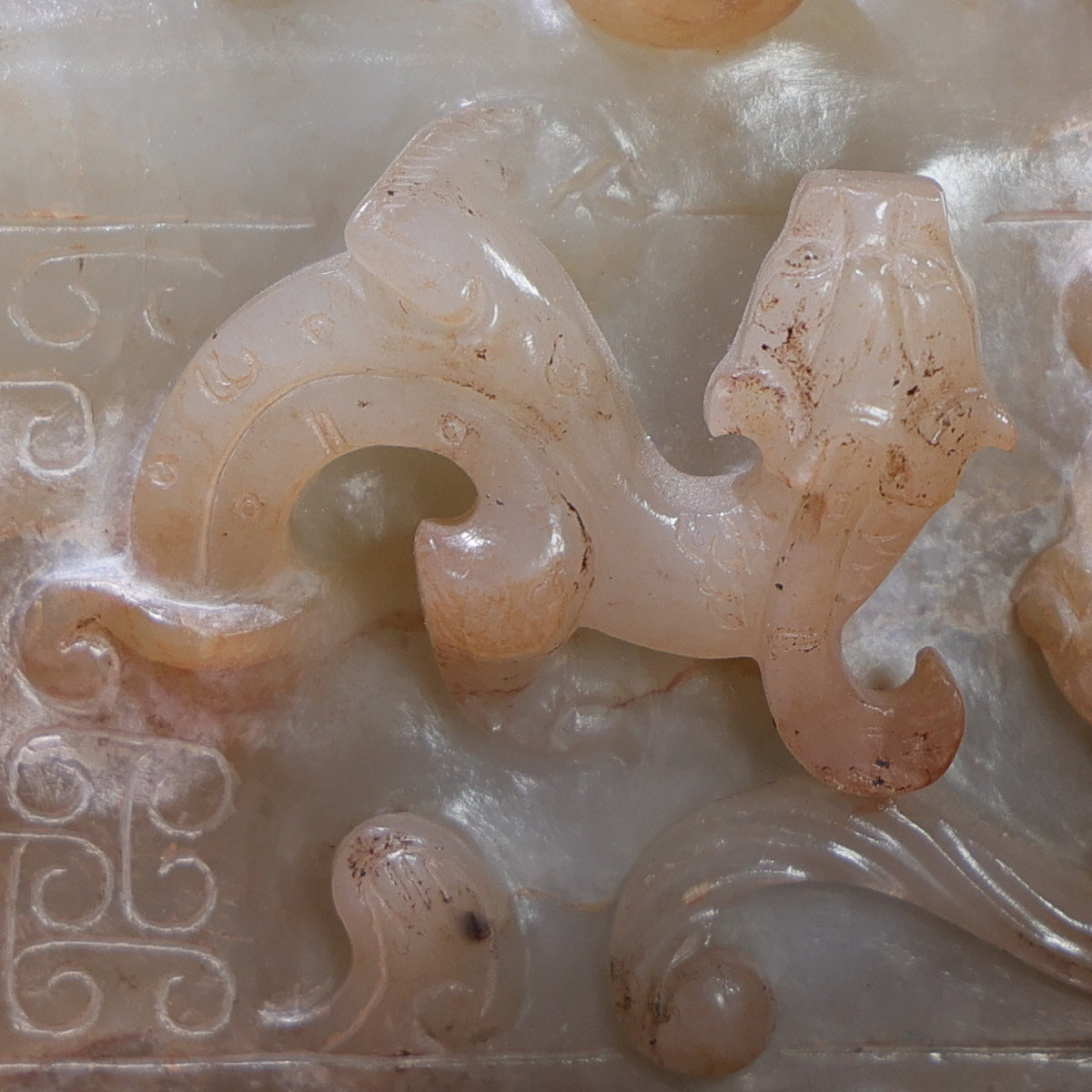 A0690 Vintage Chinese Hetian Jade High Relief Chi Dragon Seal