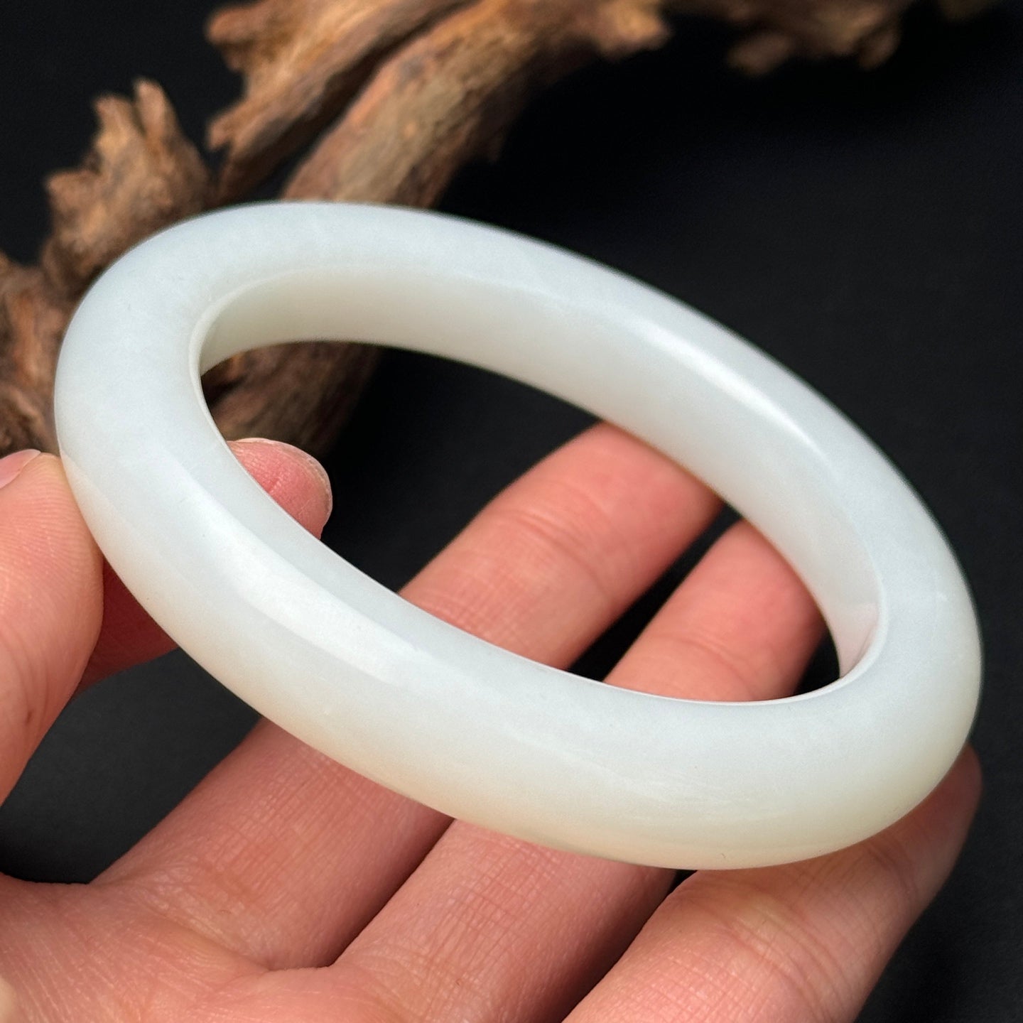 A0693 Inside Diameter 57 MM Chinese Natural White Hetian Jade Bracelet