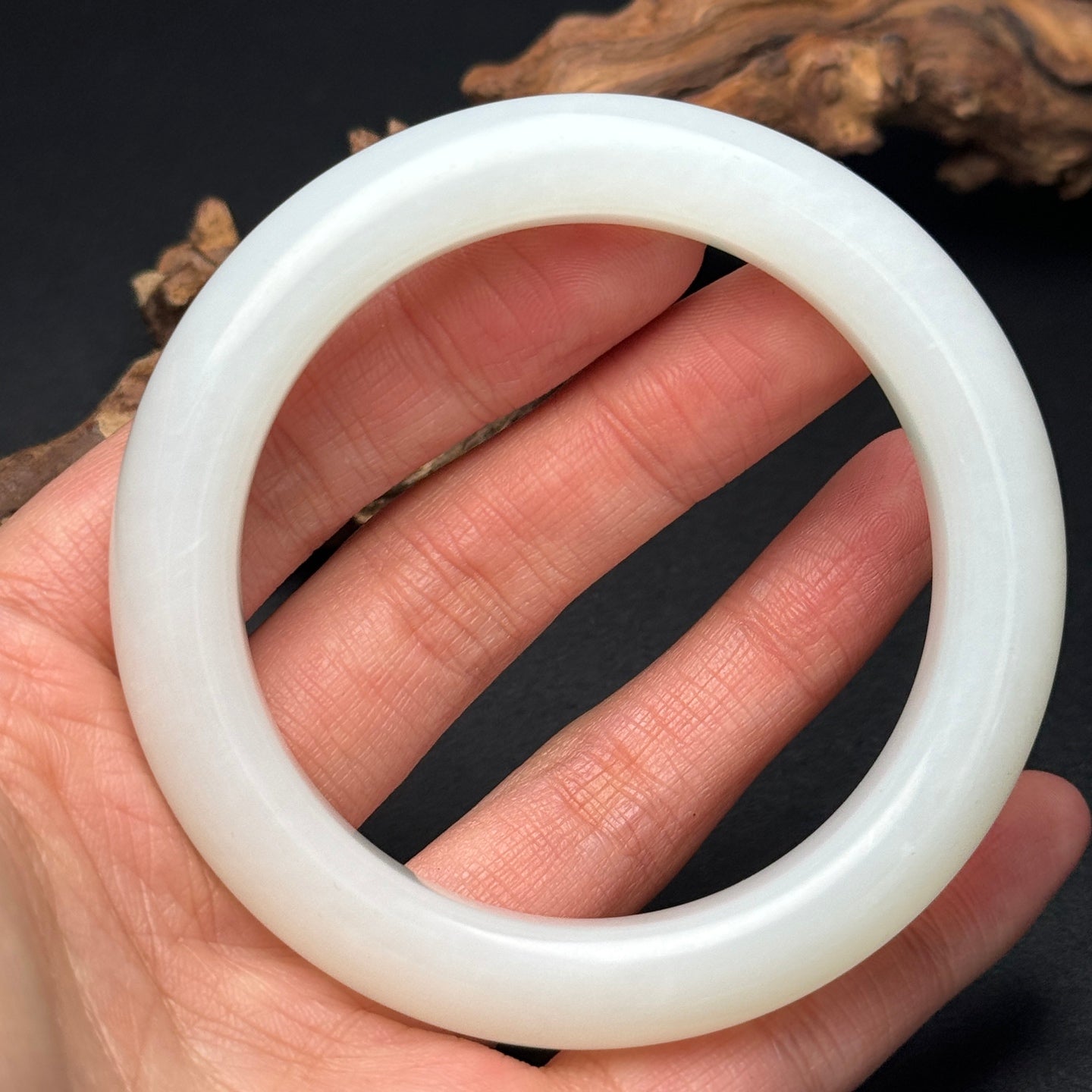 A0693 Inside Diameter 57 MM Chinese Natural White Hetian Jade Bracelet
