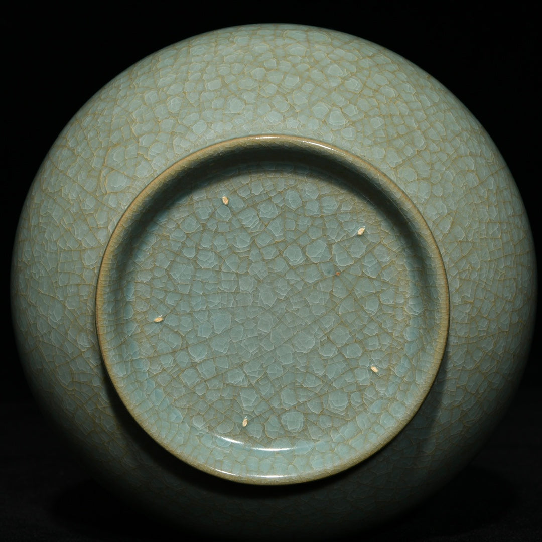 A0712 Vintage Chinese Ice Crack Ru Kiln Double Ear Porcelain Vase