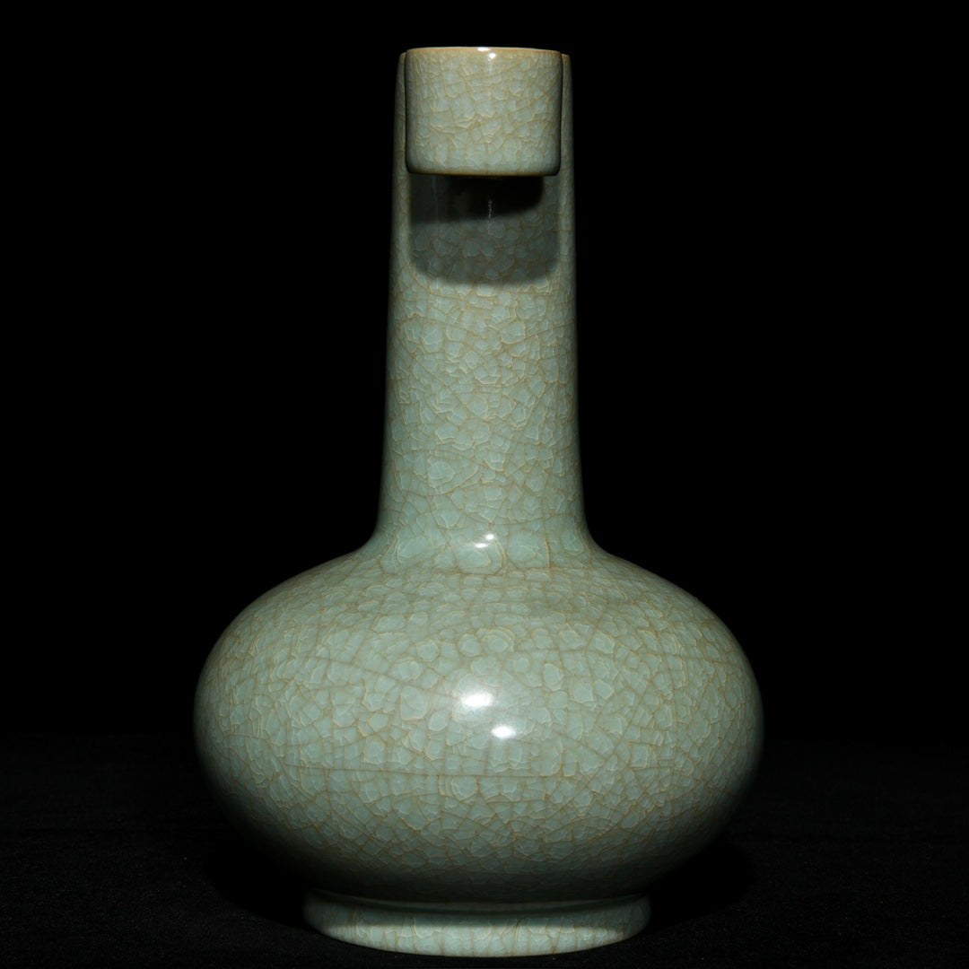 A0712 Vintage Chinese Ice Crack Ru Kiln Double Ear Porcelain Vase