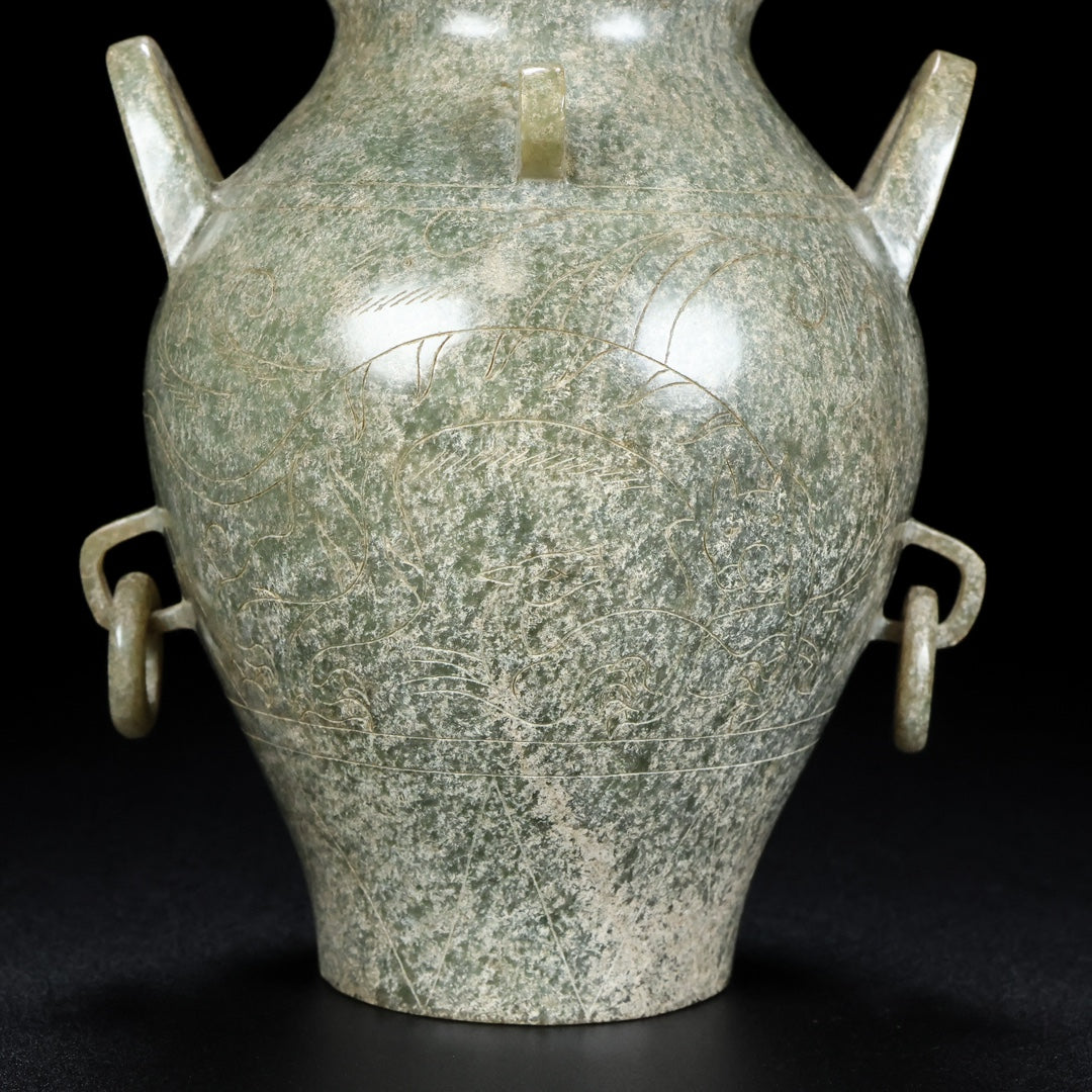 A0716 Superb Old Chinese Hetian Jade Pot w Lid