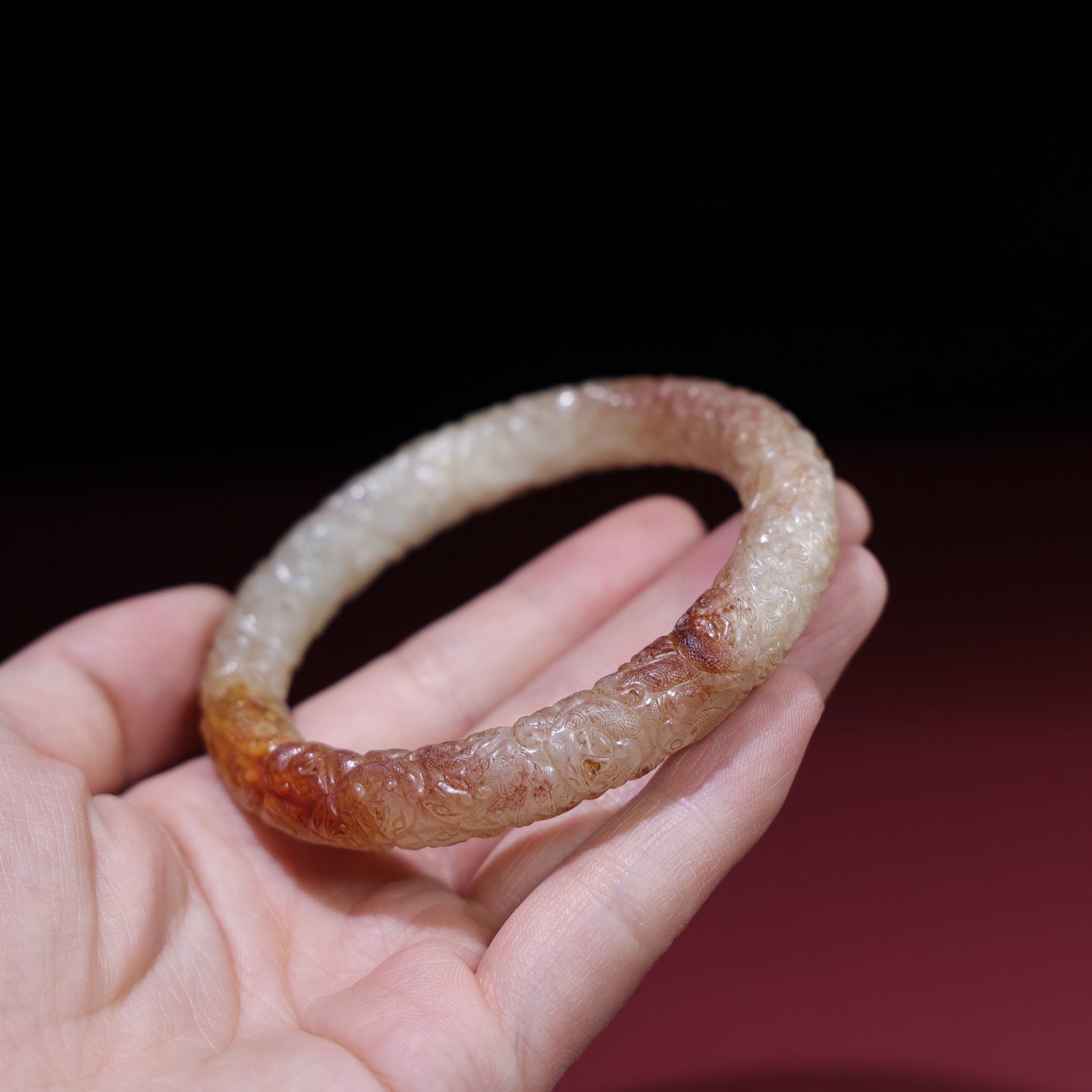 A0726 Vintage Chinese Hetian Jade Bracelet