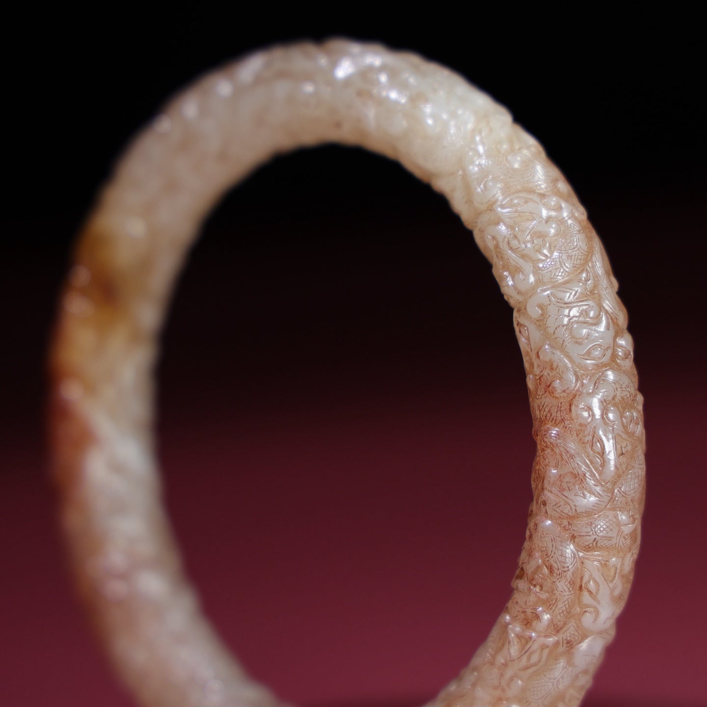 A0726 Vintage Chinese Hetian Jade Bracelet