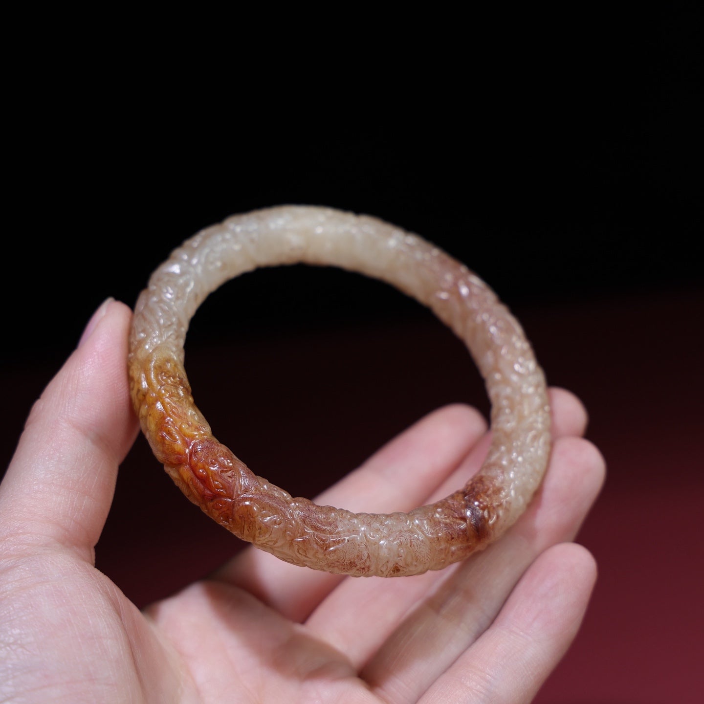 A0726 Vintage Chinese Hetian Jade Bracelet