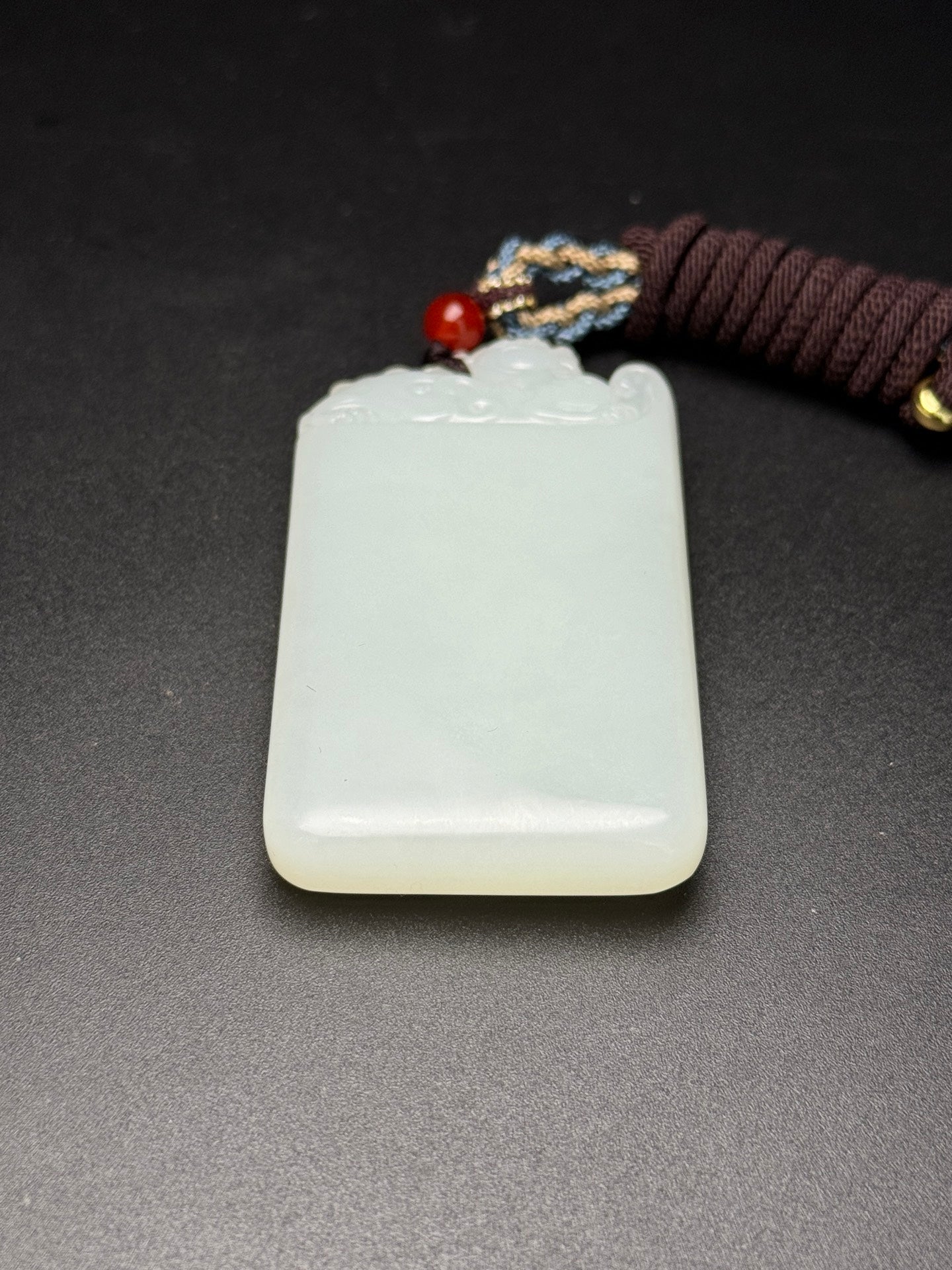 A0751 Superb Chinese White Hetian Jade Low Relief Fortune Dragon Pendant