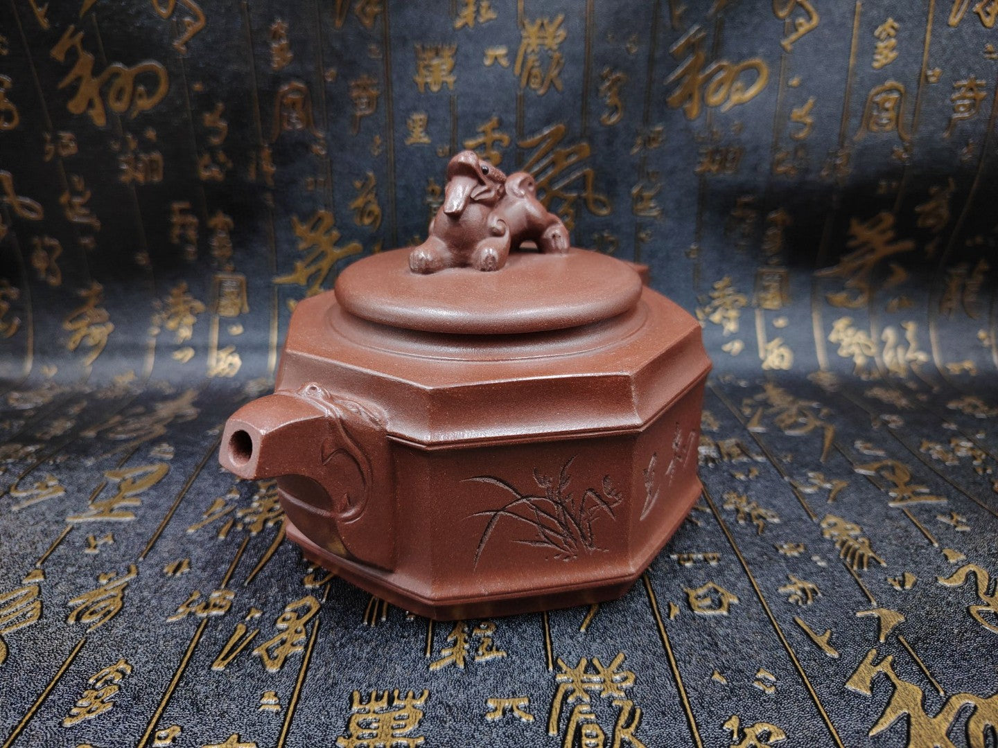 A0759 Chinese Yixing Zisha Clay Plum Flower & Orchid & Bamboo & Chrysanthemum Teapot w Artist Signed