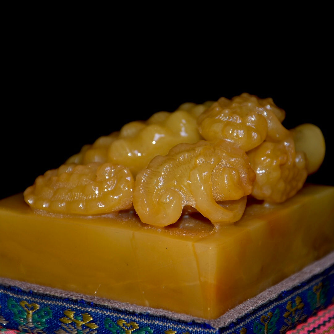 A0764 Vintage Chinese Shoushan Tianhuang Stone Carved Ganoderma Lucidum Seal Statue