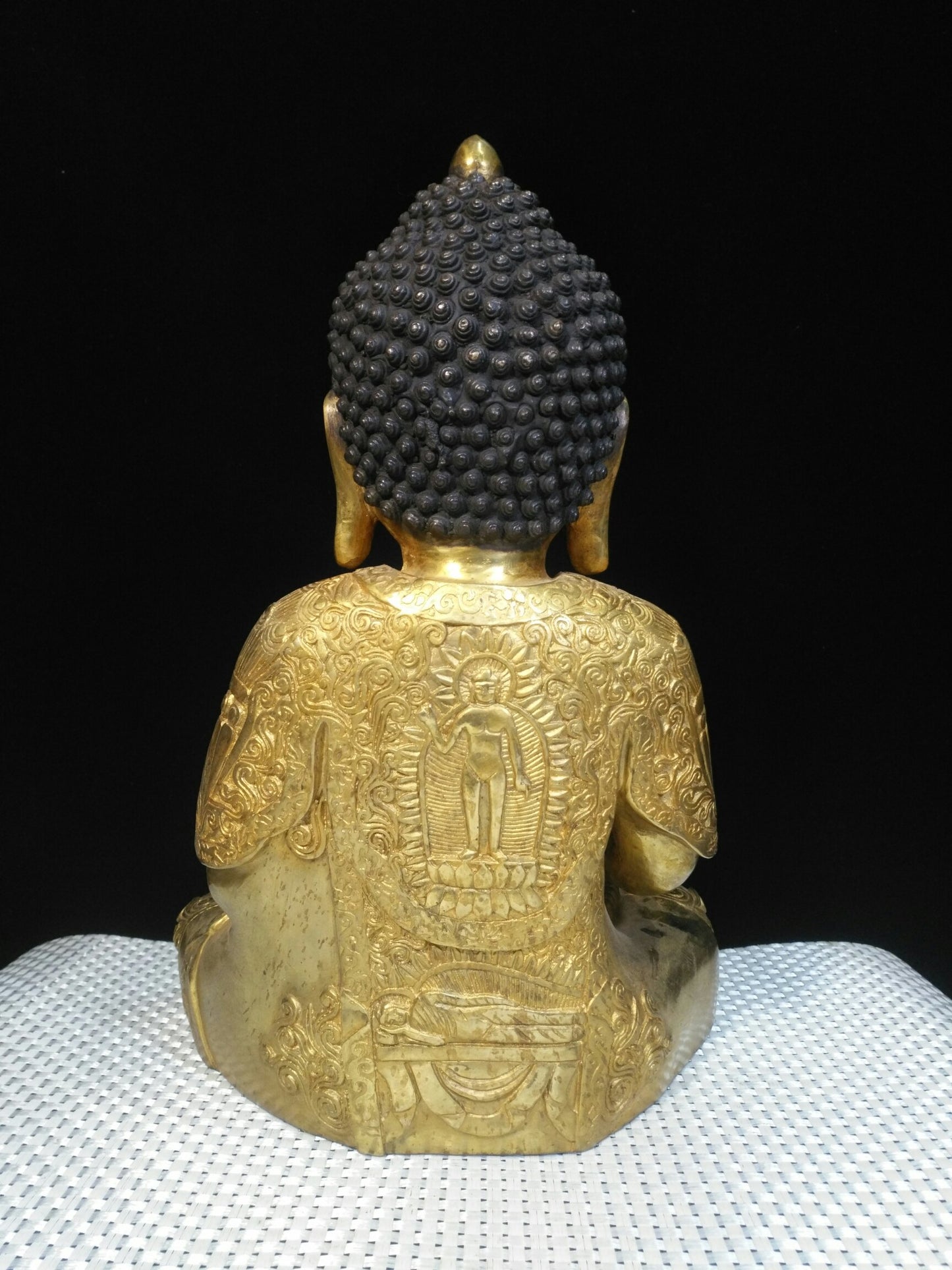 A0788 Vintage Chinese Gilt Gold Bronze Siddhartha Buddha Statue