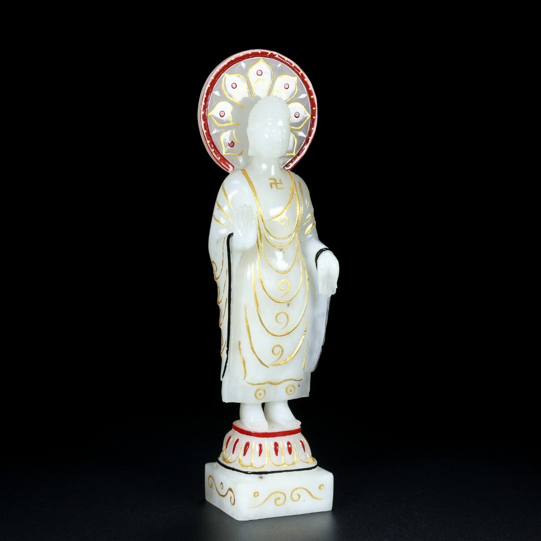 A0797 A Set Exquisite Chinese Gilt Gold White Hetian Jade Carved Siddhartha Buddha Statue & Beast Seal & Incense Burner