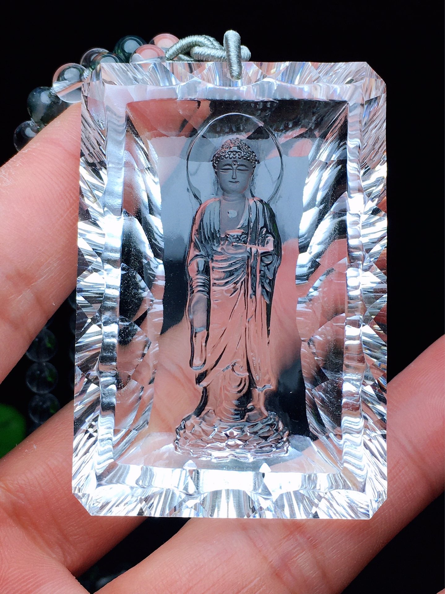 A0799 Exquisite White Crystal Carved Siddhartha Buddha Pendant