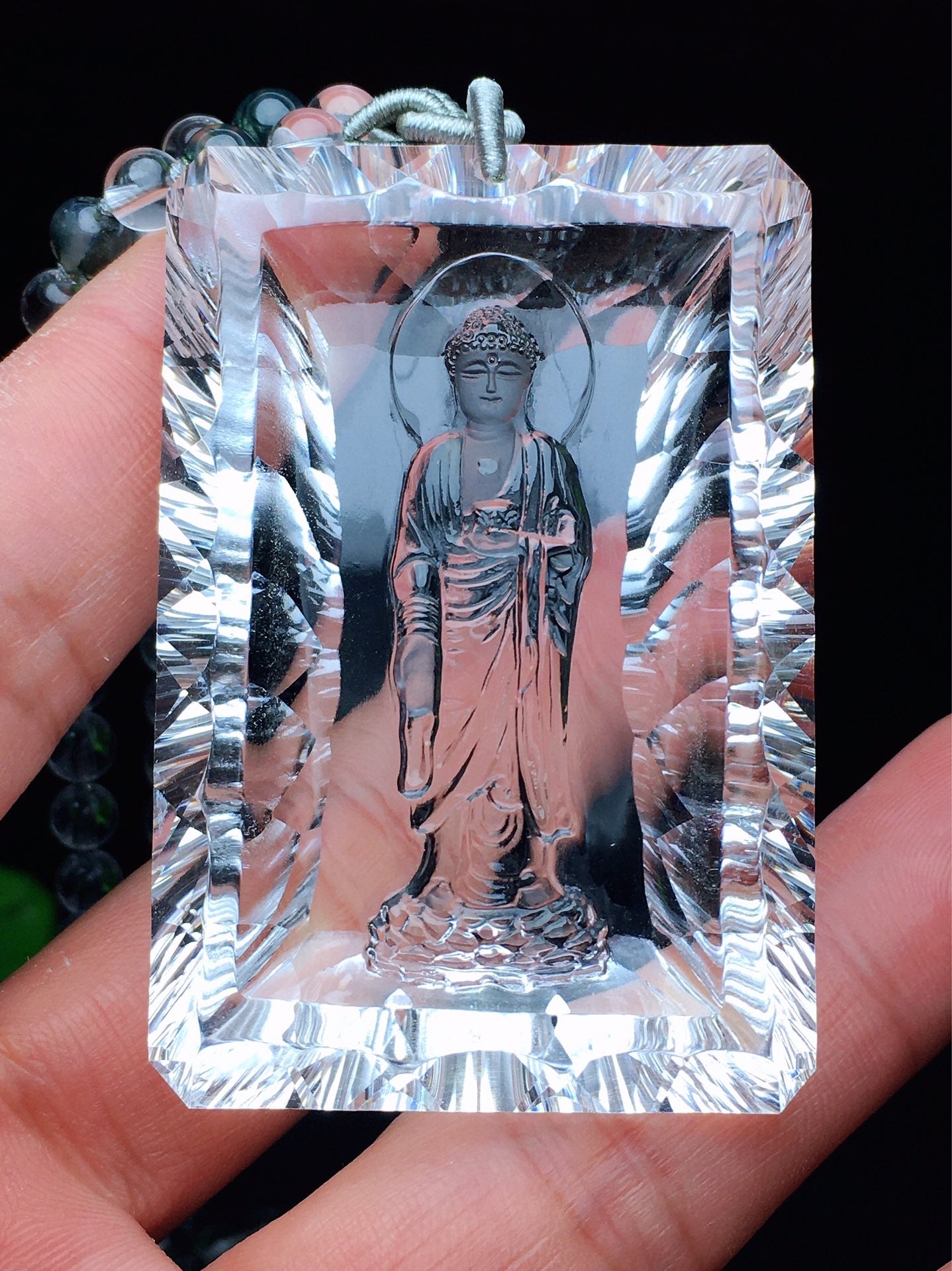 A0799 Exquisite White Crystal Carved Siddhartha Buddha Pendant