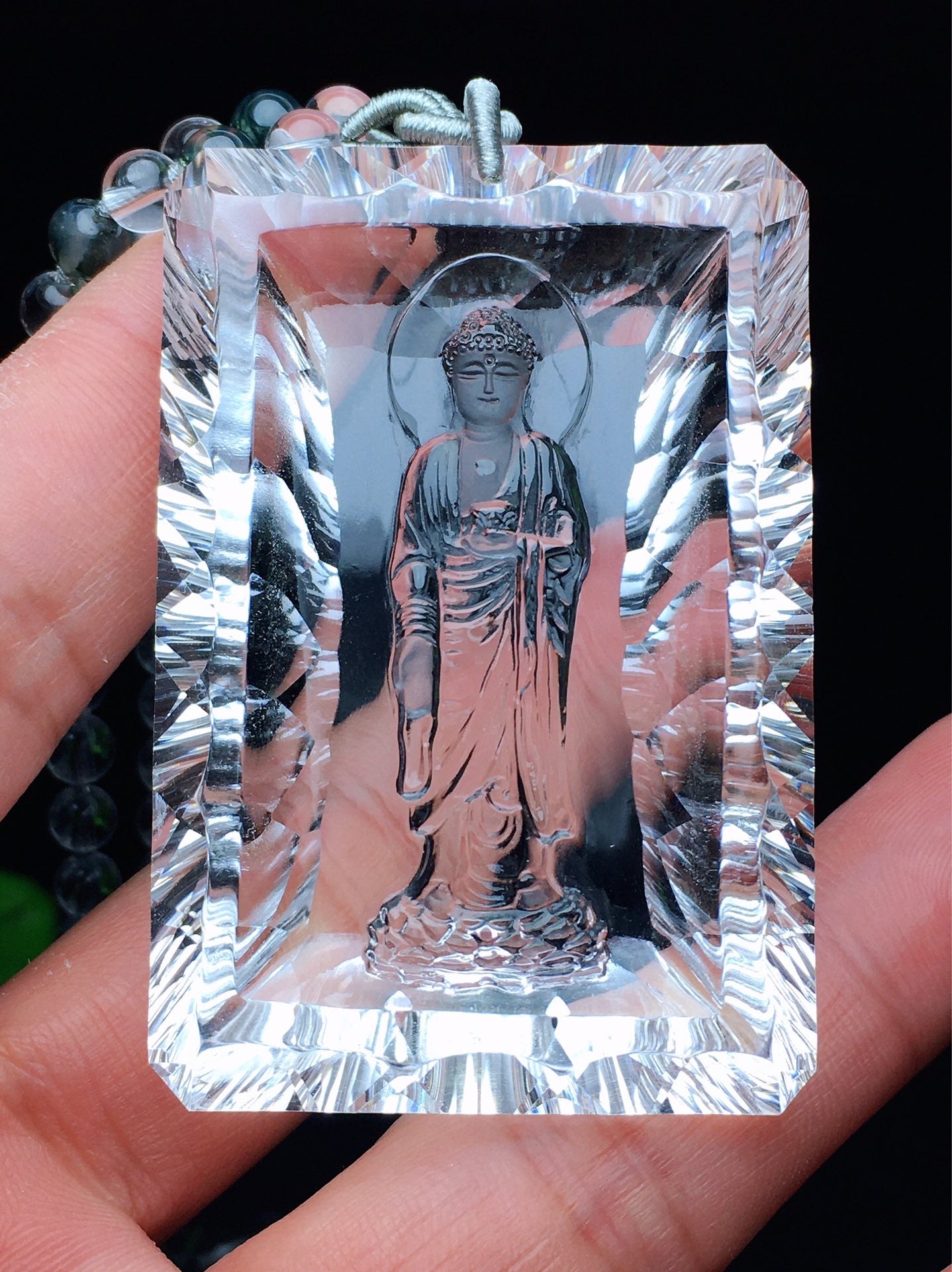 A0799 Exquisite White Crystal Carved Siddhartha Buddha Pendant